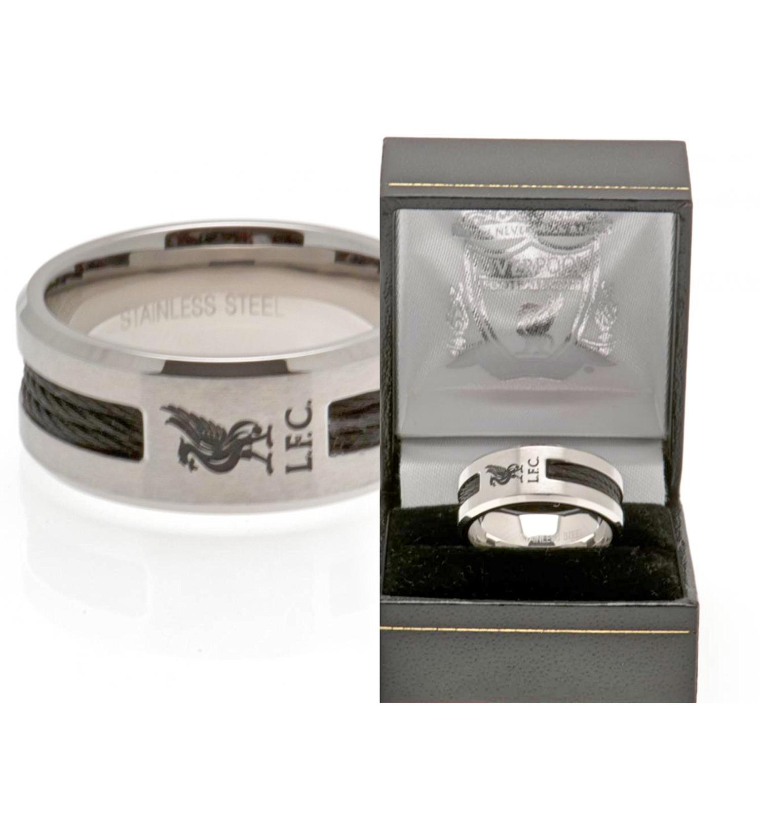 Liverpool F.C.Ring with black use medium.A perfect product/gift to support the team that you love.Also available in other clubs.