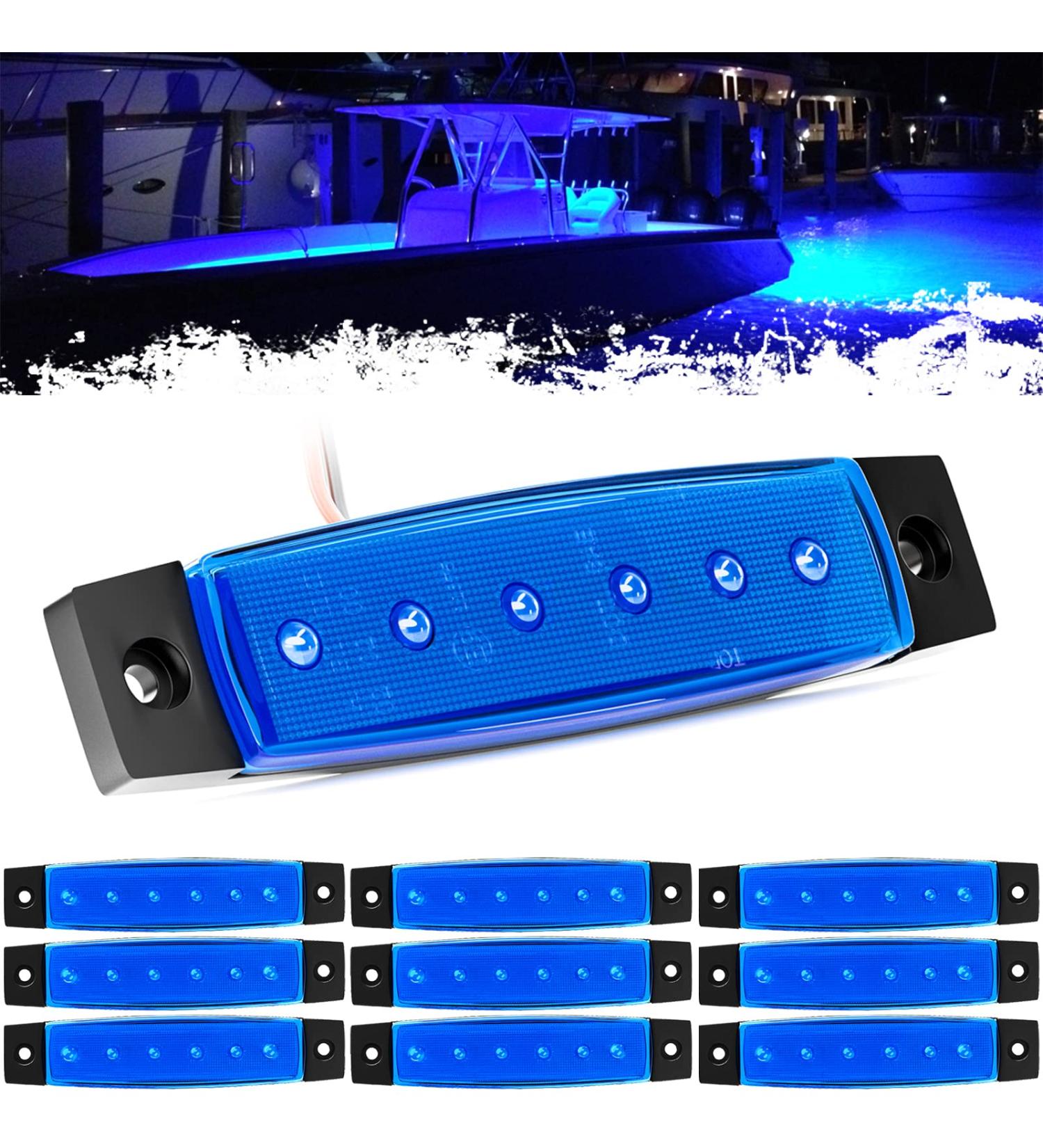 10Pcs Blue LED Boat Interior Lights | Marine Courtesy Lighting for Fishing Pontoon Kayak Yacht Sailboat | Waterproof Deck Transom Cockpit Navigation Strip - Buy Online on GoSupps.com