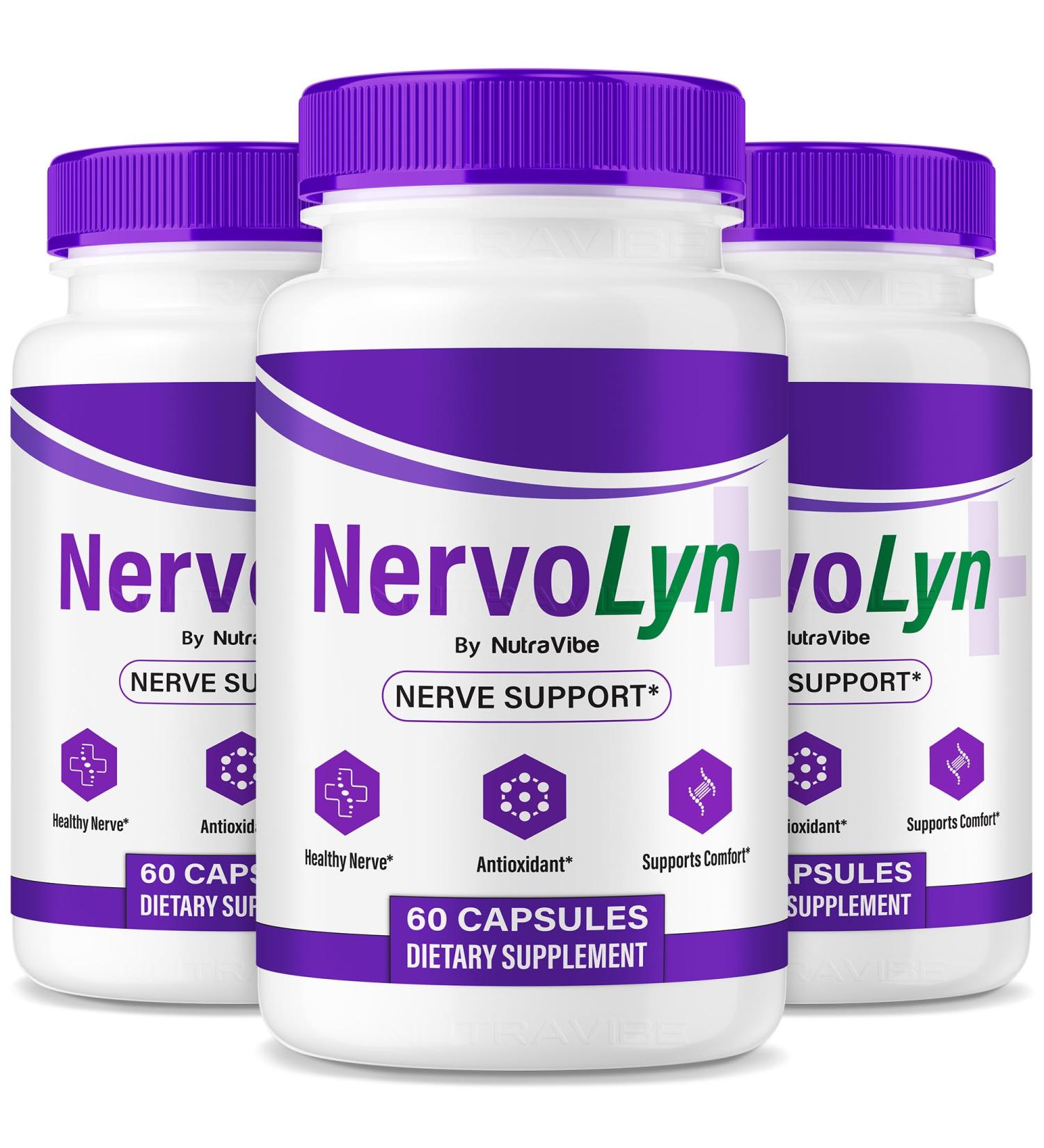 (3 Pack) NervoLyn Official Nervo Lyn Advanced Nerve Support Supplement | Premium Formula with Natural Ingredients for Nerve Comfort Balance & Nerve Care | Easy-to-Take (180 Capsules) - Buy Online on GoSupps.com