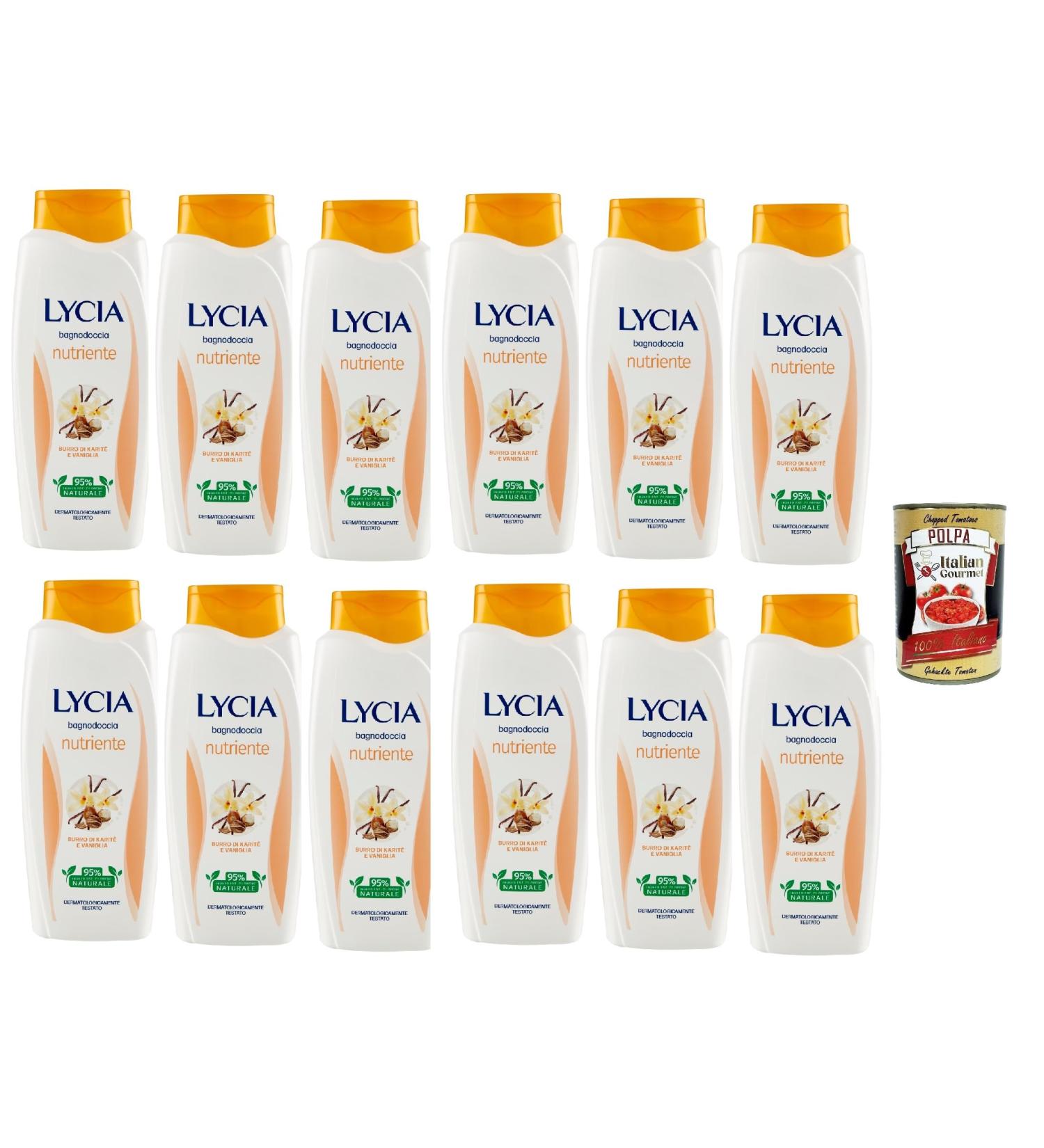  Italian Gourmet E.R. Lycia Nourishing Shower Gel with Shea Butter and Vanilla - Foaming Bath Baths 12 x 750 ml + Italian Gourmet Pulp 400 g - Buy Online on GoSupps.com