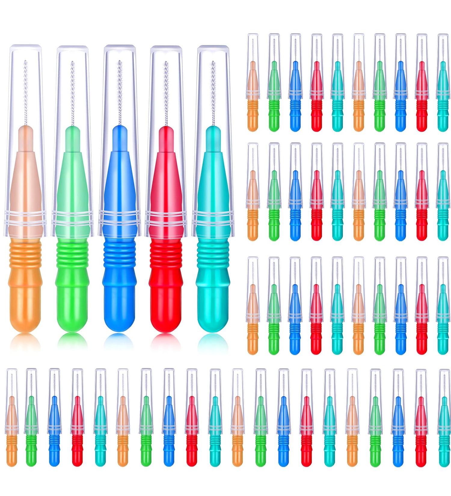 50-Piece Interdental Braces Brush Set for Dental Hygiene - Blue, Green, Orange, Red - Buy Online on GoSupps.com