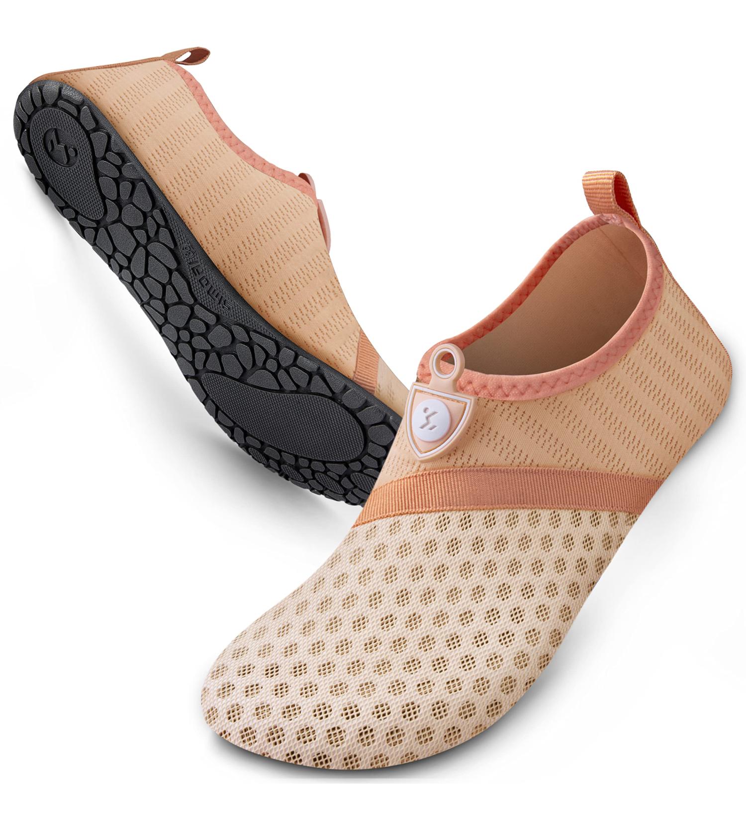 SIMARI Barefoot Water Shoes Unisex Aqua Socks Snorkeling Slip-on Indoor Outdoor - Nude Pink - Size 7-8 Women/6-7 Men - Buy Online on GoSupps.com
