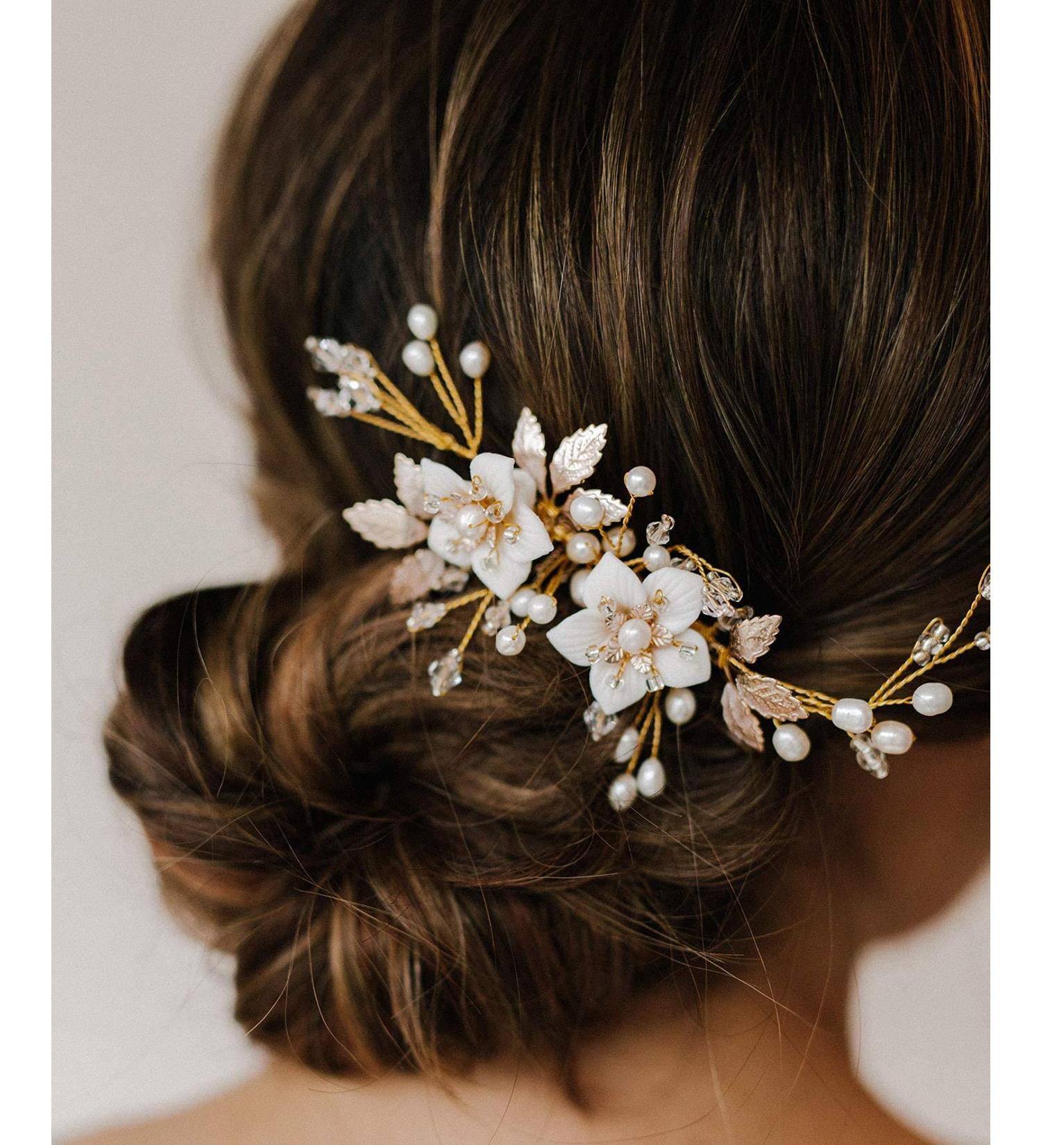 SWEETV Handmade Flower Bridal Hair Comb - Wedding Hair Accessory Clip - Buy Online on GoSupps.com