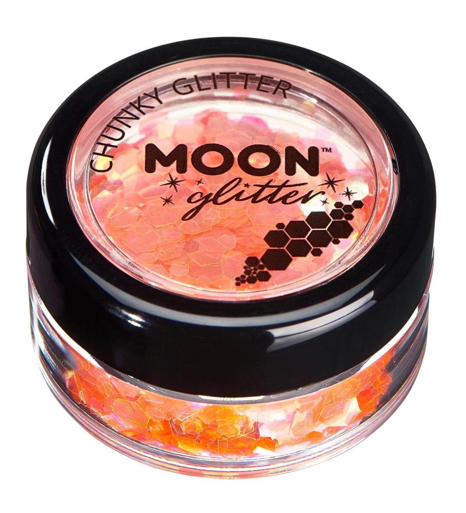 Moon Glitter Iridescent Chunky Orange Glitter - 3g - Cosmetic Festival Makeup for Face, Body, Nails, Hair & Lips - Buy Online on GoSupps.com
