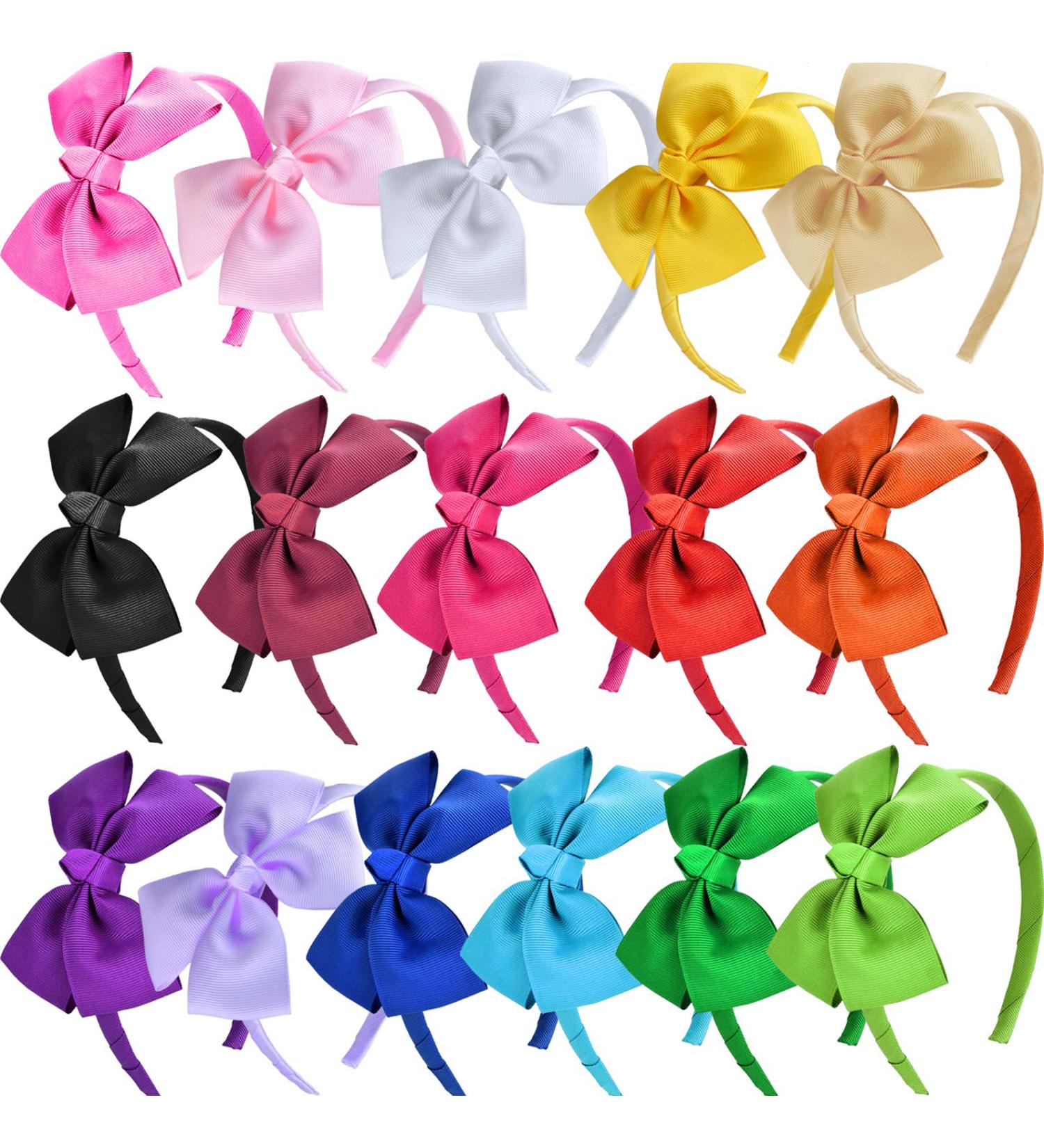 SIQUK 16 Pieces Bow Headband Set for Girls - Grosgrain Ribbon Headbands in 16 Colors with Bonus Storage Bag - Buy Online on GoSupps.com