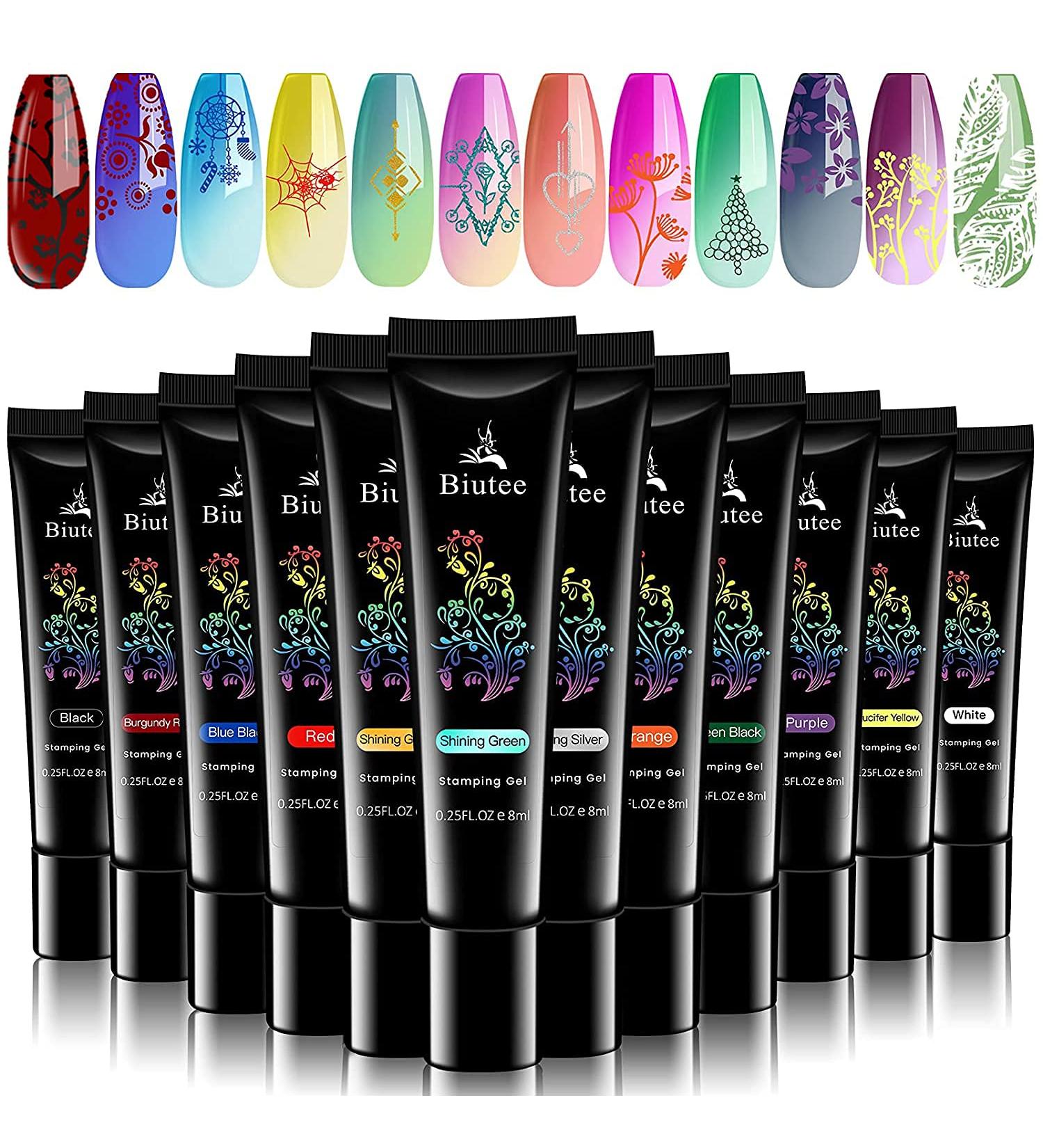 Biutee Nail Stamping Gel Set - 12 Colors Stamp Polish Kit for Nail Stamper Tools - Buy Online on GoSupps.com