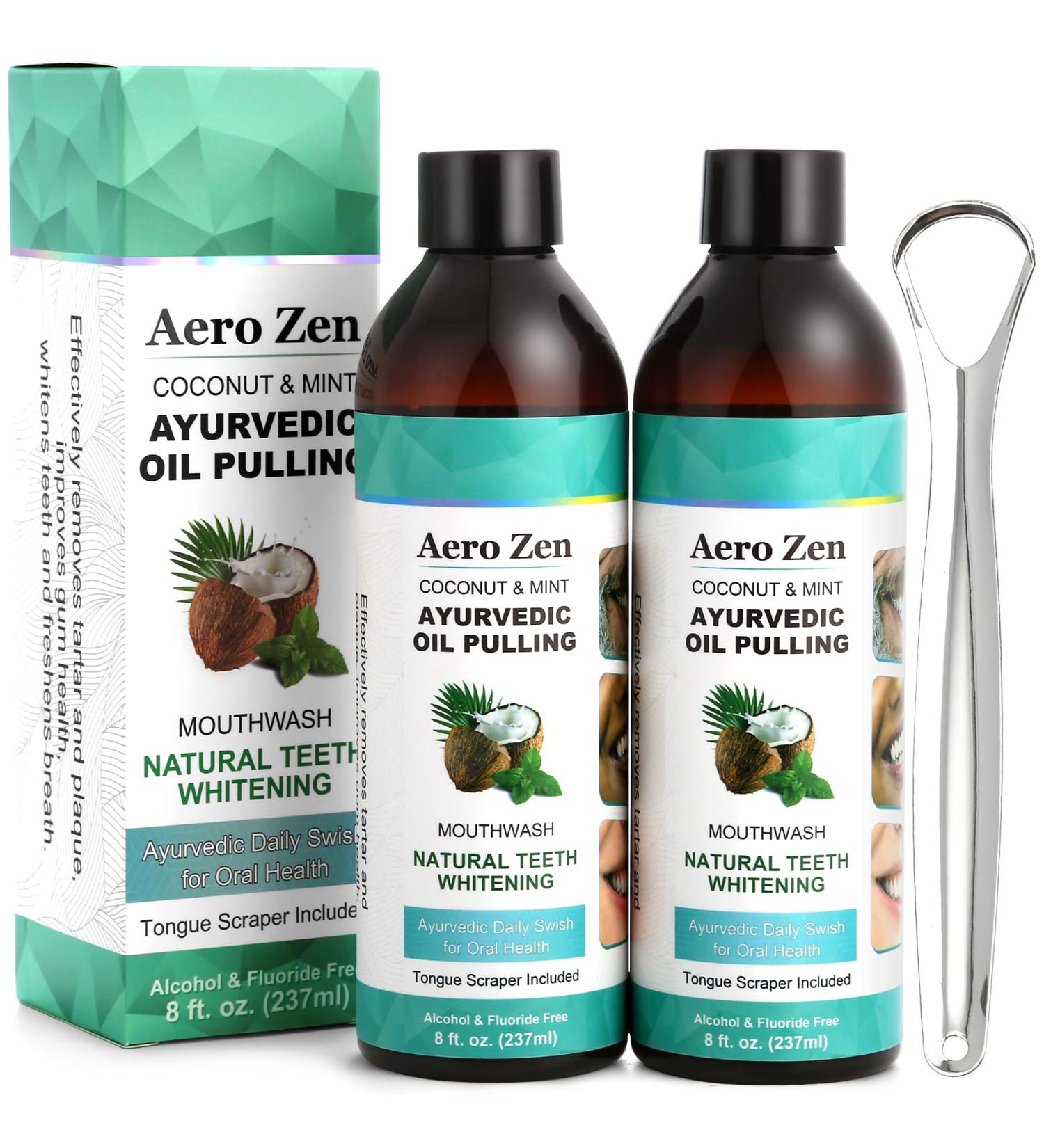 2-Pack Coconut Oil Pulling Mouthwash with Peppermint - Alcohol-Free Oral Care - Fresh Breath Solution - Organic Essential Oils Formula with Tongue Scraper - Gum Health Treatment - 237ML 16 Fl Oz (Pack of 1) - Buy Online on GoSupps.com