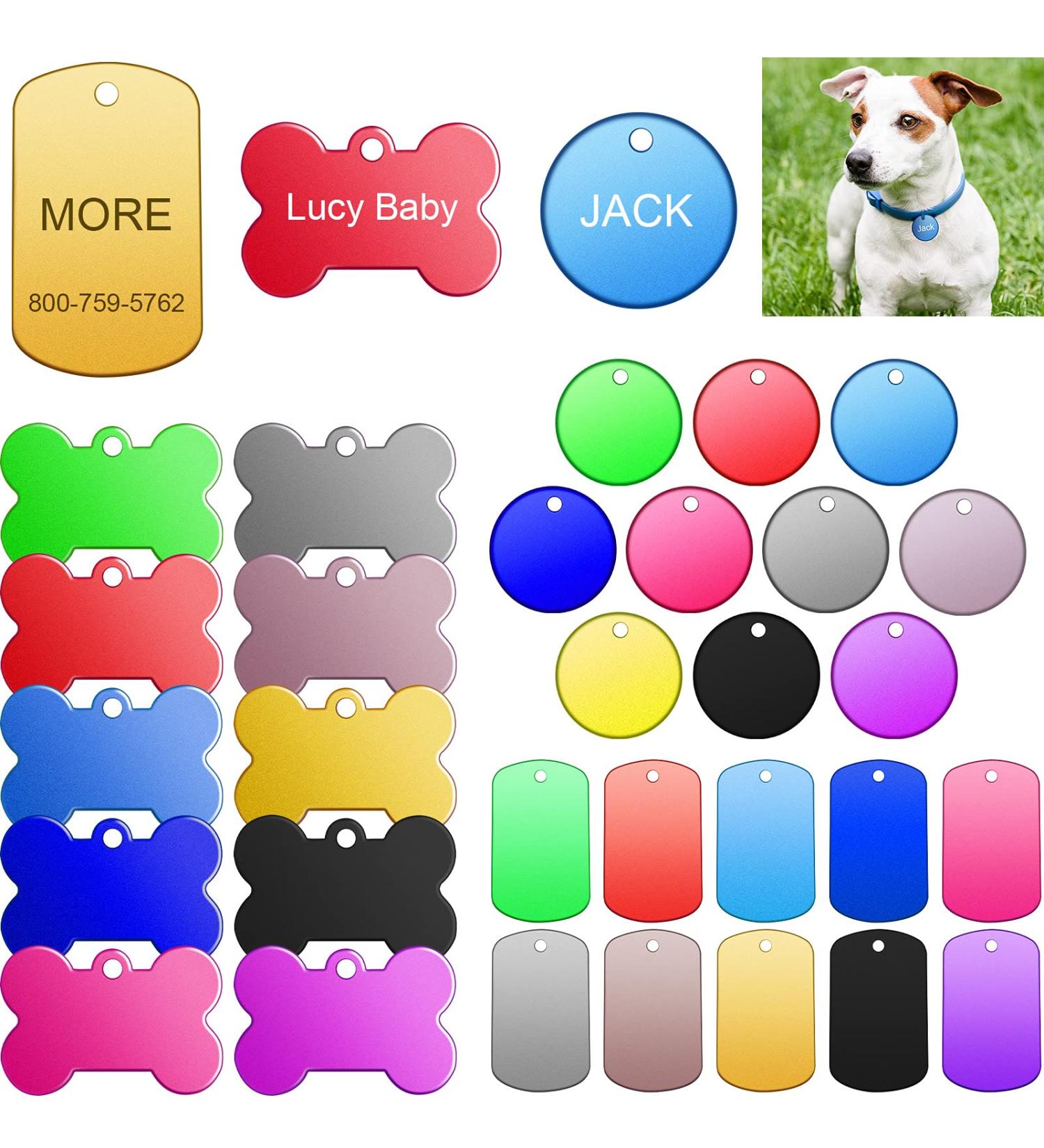 Frienda 60 Piece Colorful Blank Dog Tags - Personalized Aluminum ID Tags for Pets - Round & Bone Shape Stamping Blanks with Hole - Ideal for Dogs, Cats, & Crafts - Buy Online on GoSupps.com