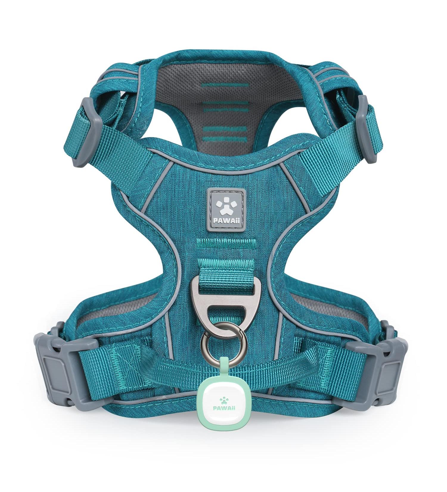Pawaii Dog Harness for Large Dogs - Reflective Adjustable Breathable Anti-Training Tableware | Teal Green (Chest 68cm-81cm) - Buy Online on GoSupps.com