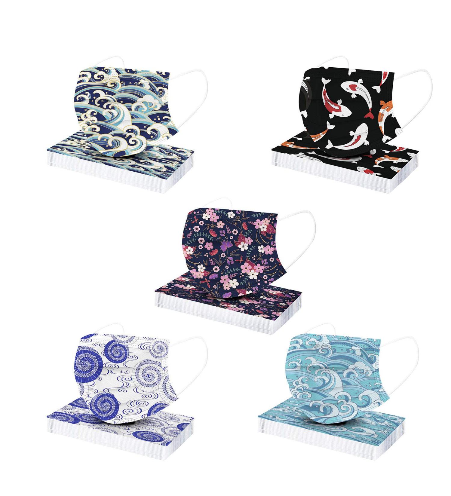 Goddess Accent 50 Pack Disposable Face_Mask Cute Floral Tie Dye Printed Protection for Adults Women - Buy Online on GoSupps.com