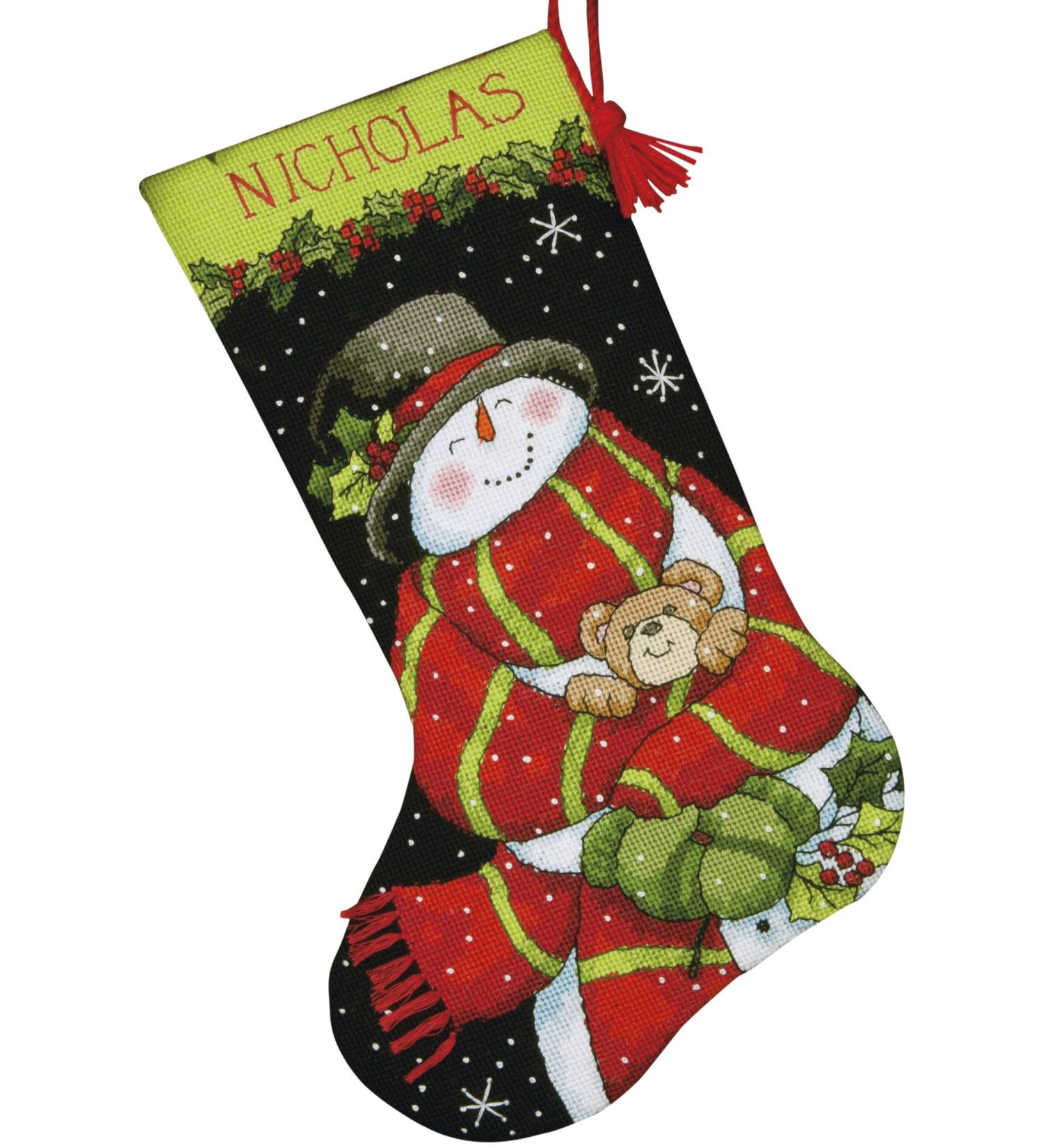 Dimensions Snowman and Bear Needlepoint Christmas Stocking Kit - 16 Long - Multicolor - 6 Piece - Buy Online on GoSupps.com