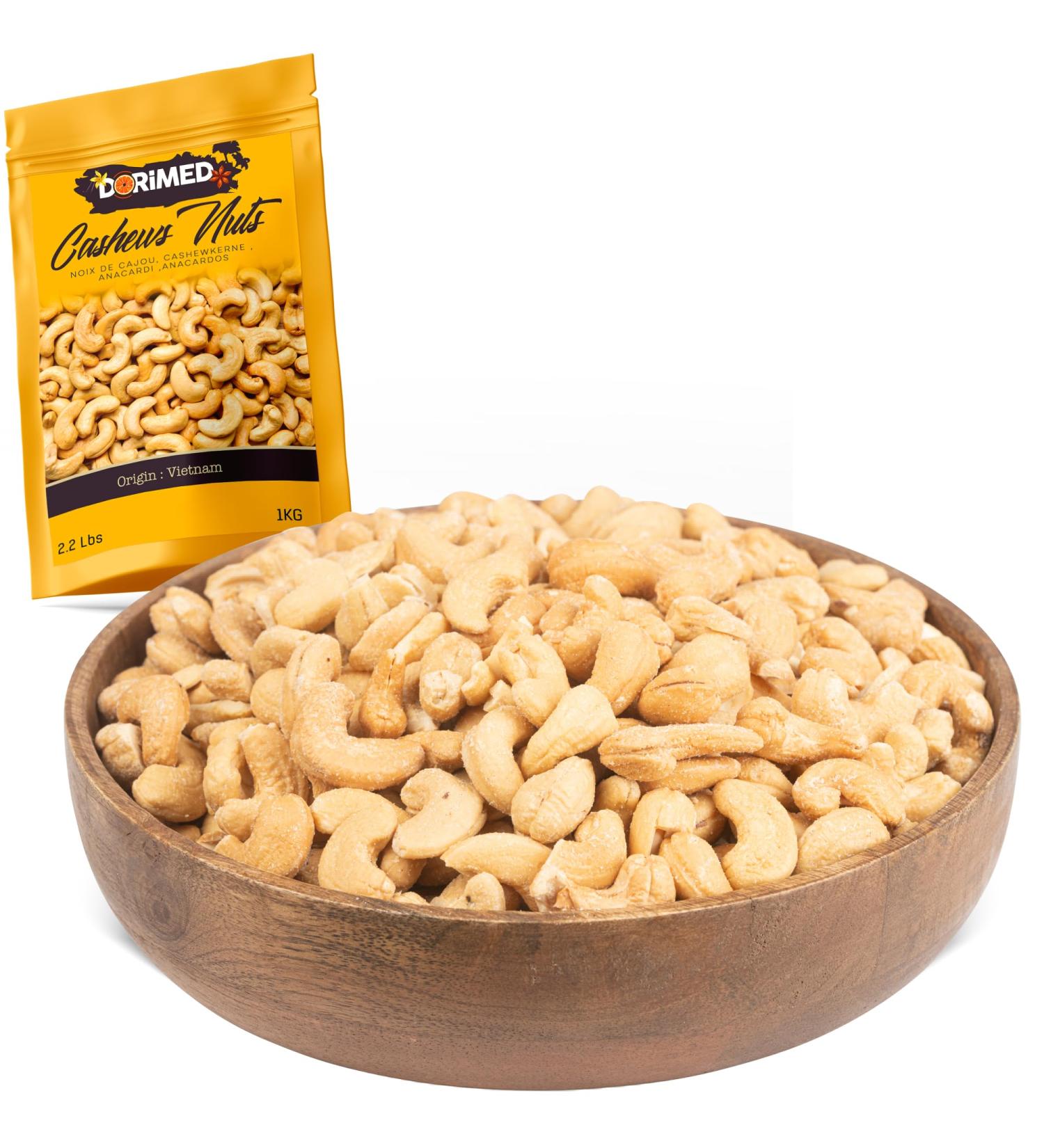 Cashew nuts | Roasted | lightly salted | 1 kg of 100% natural nuts | Shelled nuts | Anacardium Occidentale | Vegan and vegetarian diet bag | resealable 1 kg - Buy Online on GoSupps.com