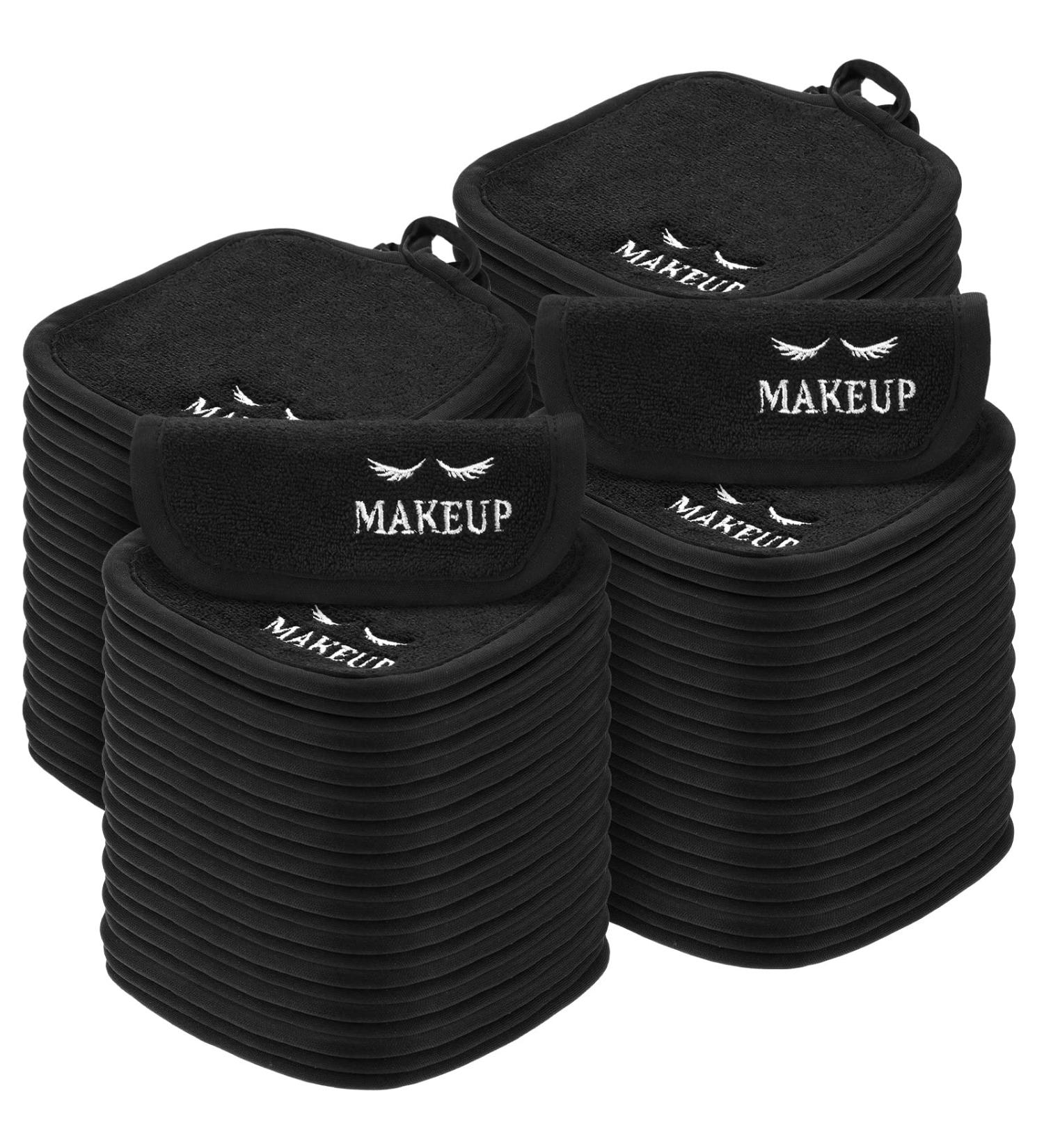 48 Pcs Reusable Makeup Remover Cloths | Soft Microfiber Cleansing Pads | Washable Towels | Holiday Gift for Women | 5x5 Inch | Black - Buy Online on GoSupps.com