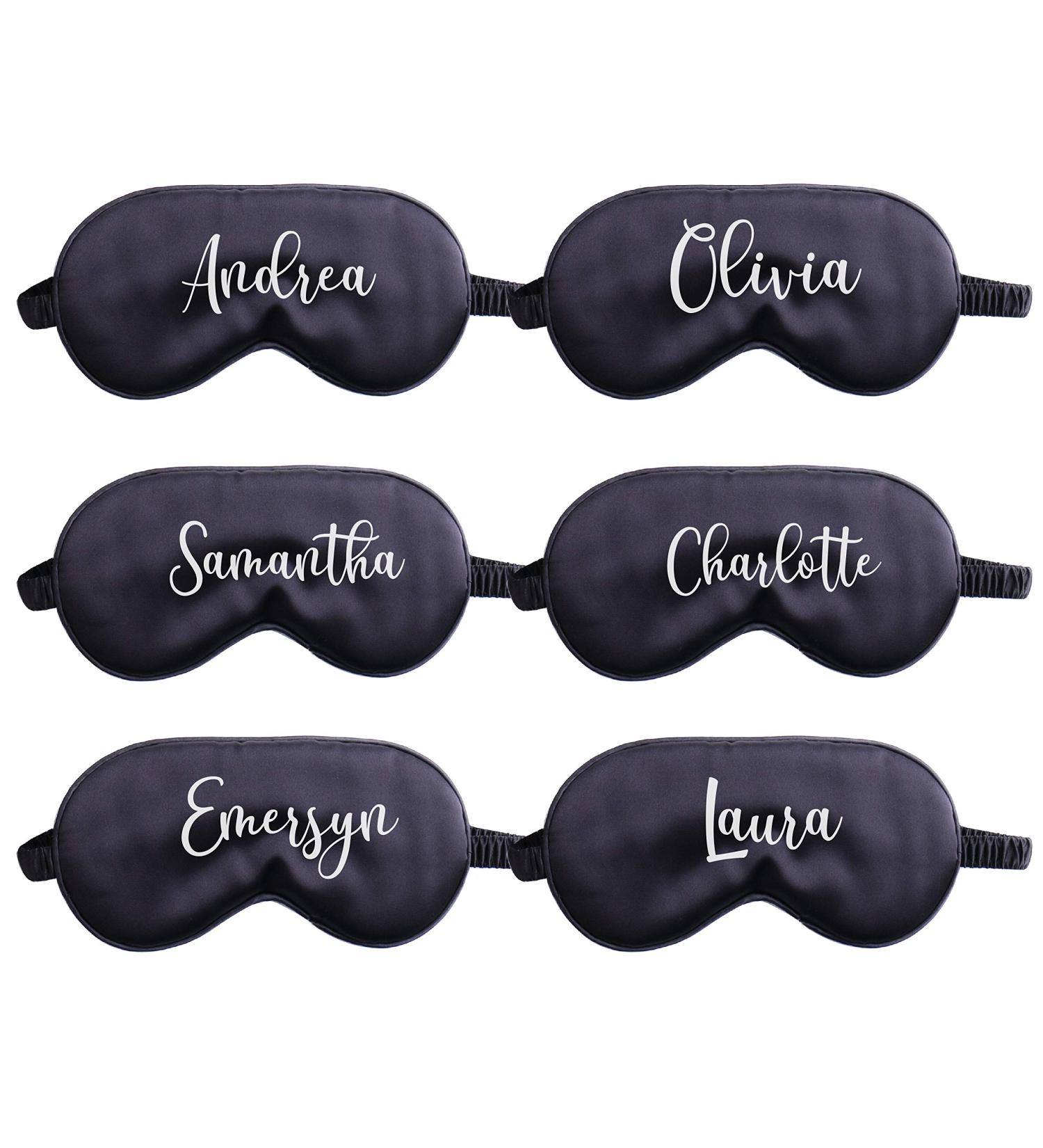 Personalized Satin Eye Masks for Sleeping - Monogram Wedding Favor - Bachelorette Bridesmaid Gift (Black) - Buy Online on GoSupps.com