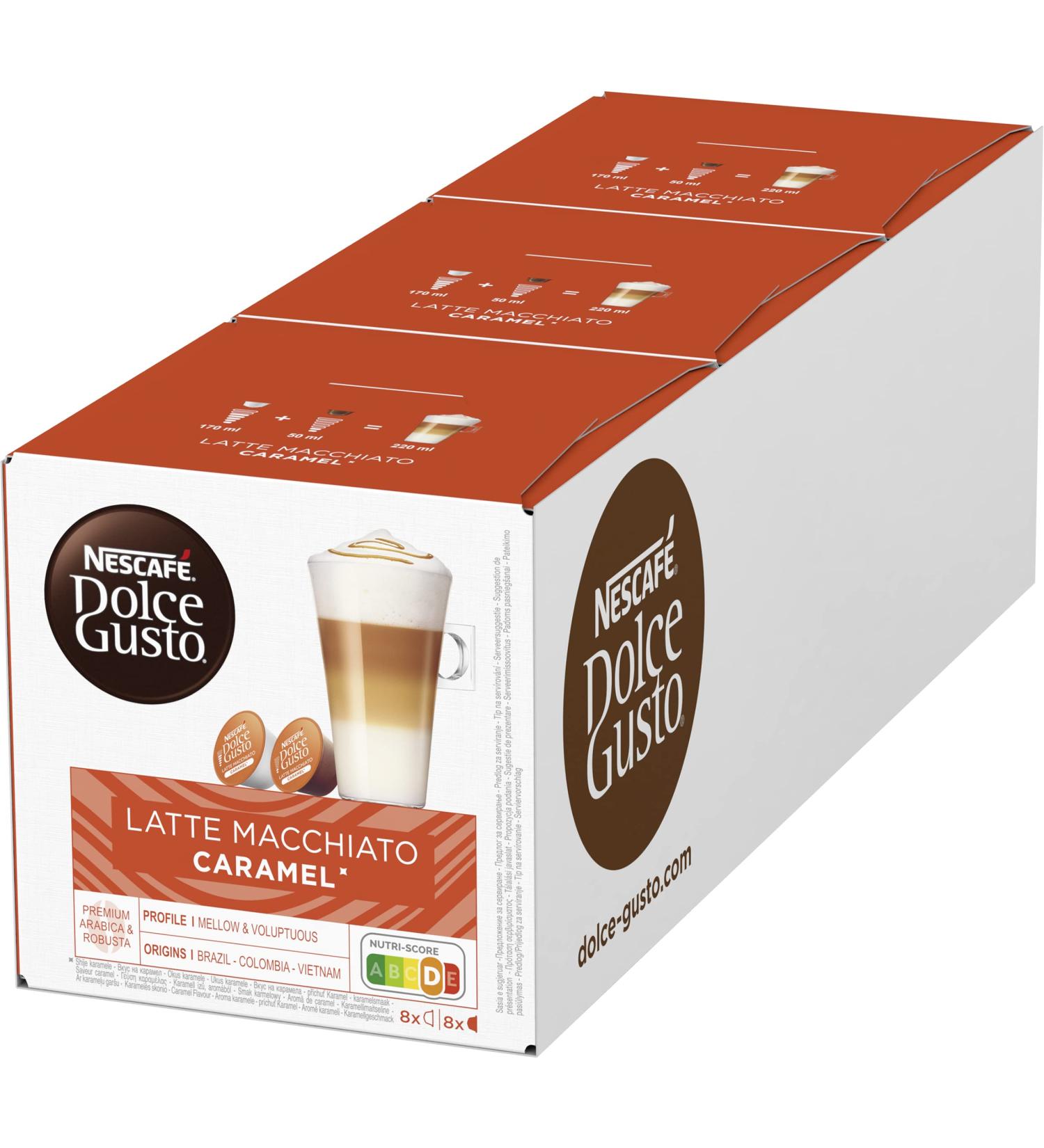 Nescaf Dolce Gusto Latte Macchiato Caramel - 48 Coffee Capsules | Arabica Robusta | Fine Caramel Aroma & Creamy Milk Foam | International Shipping Available - Buy Online on GoSupps.com