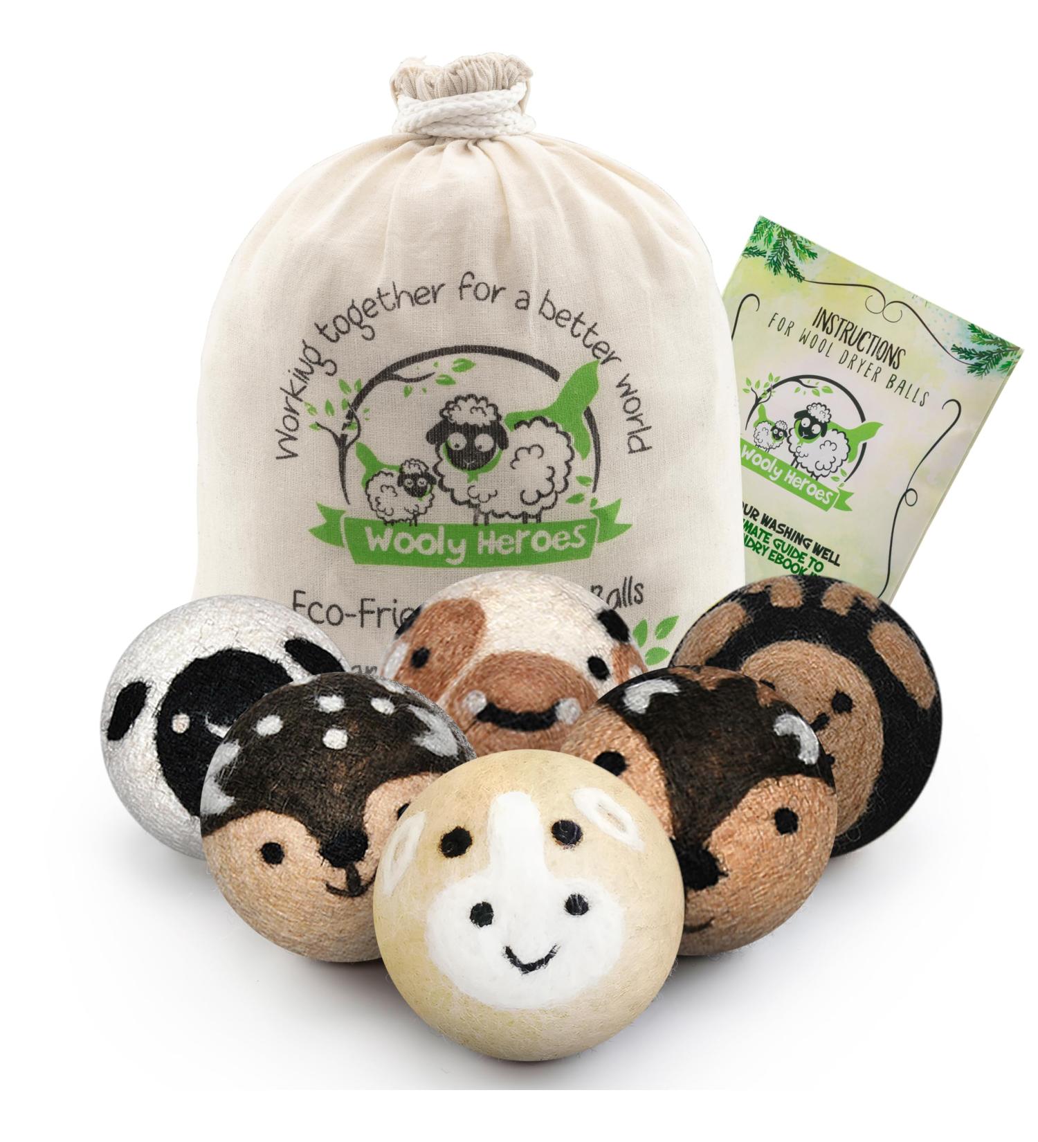 Wooly Heroes Dryer Balls - 100% Organic Wool - Eco-Friendly & Sustainable - Dry 1,000 Loads (Baby Cow & Friends) - Buy Online on GoSupps.com