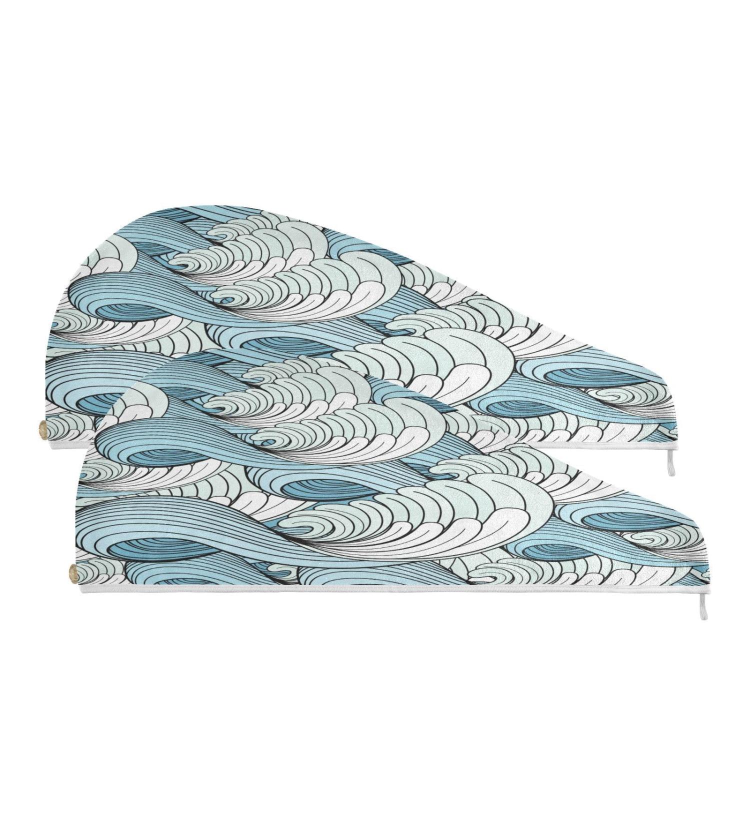 Wave Dry Hair Cap Set - 2 Piece Quick Drying Towels & Button Headband | Super Absorbent & Comfortable - Buy Online on GoSupps.com