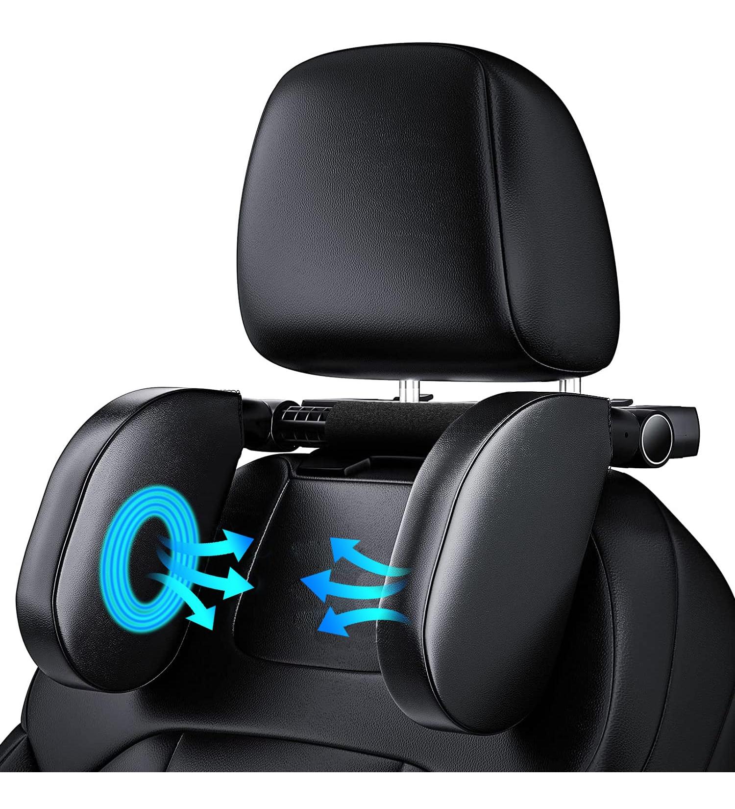 Soft Memory Foam Car Headrest Pillow - Adjustable Neck Support for Adults & Children - Removable & Retractable - Ideal for Sleeping (Black) - Buy Online on GoSupps.com