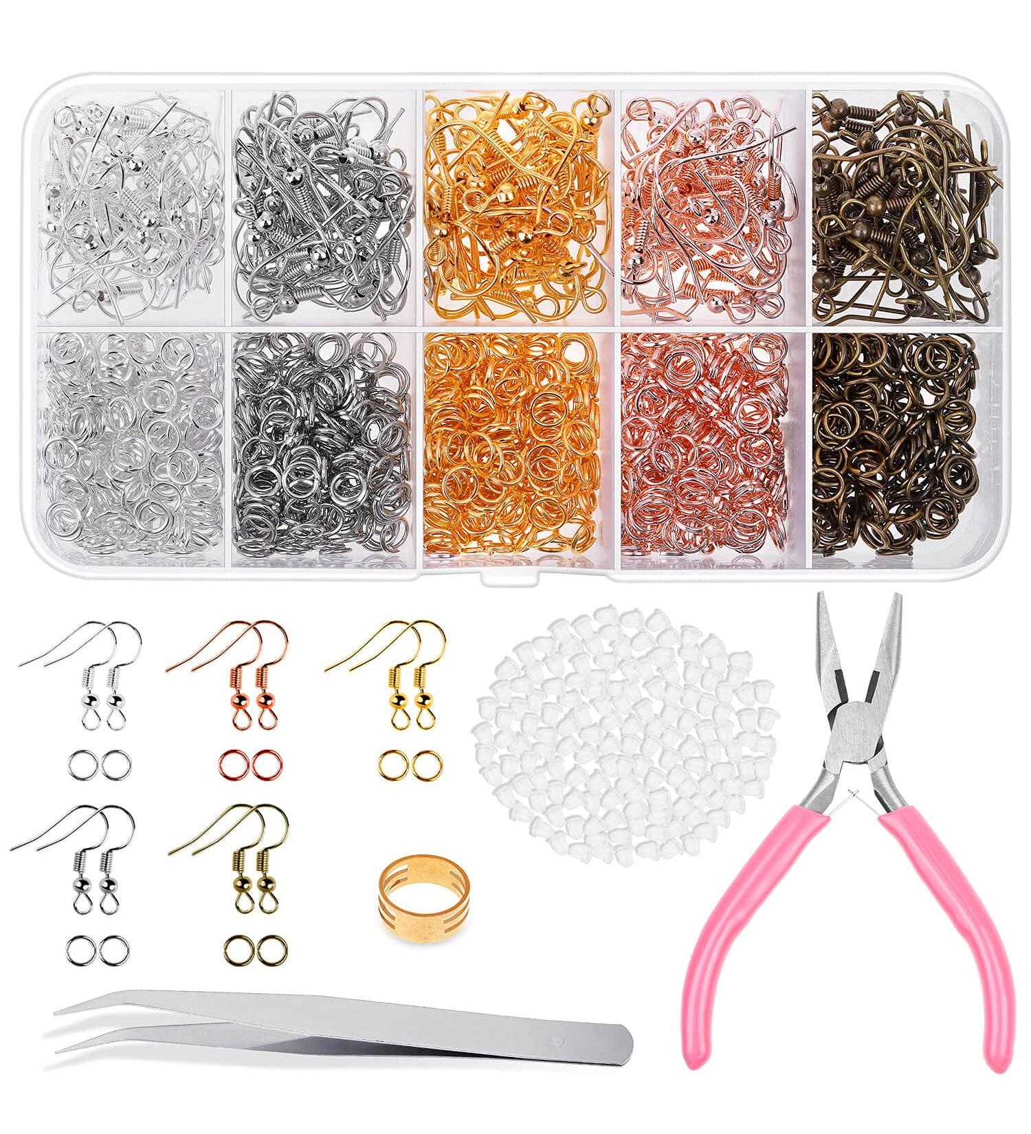 Earring Hooks Kit - 1400pcs with Ear Ring Hooks, Jump Rings, Earring Backs, Pliers - Jewelry Making Supplies - Buy Online on GoSupps.com