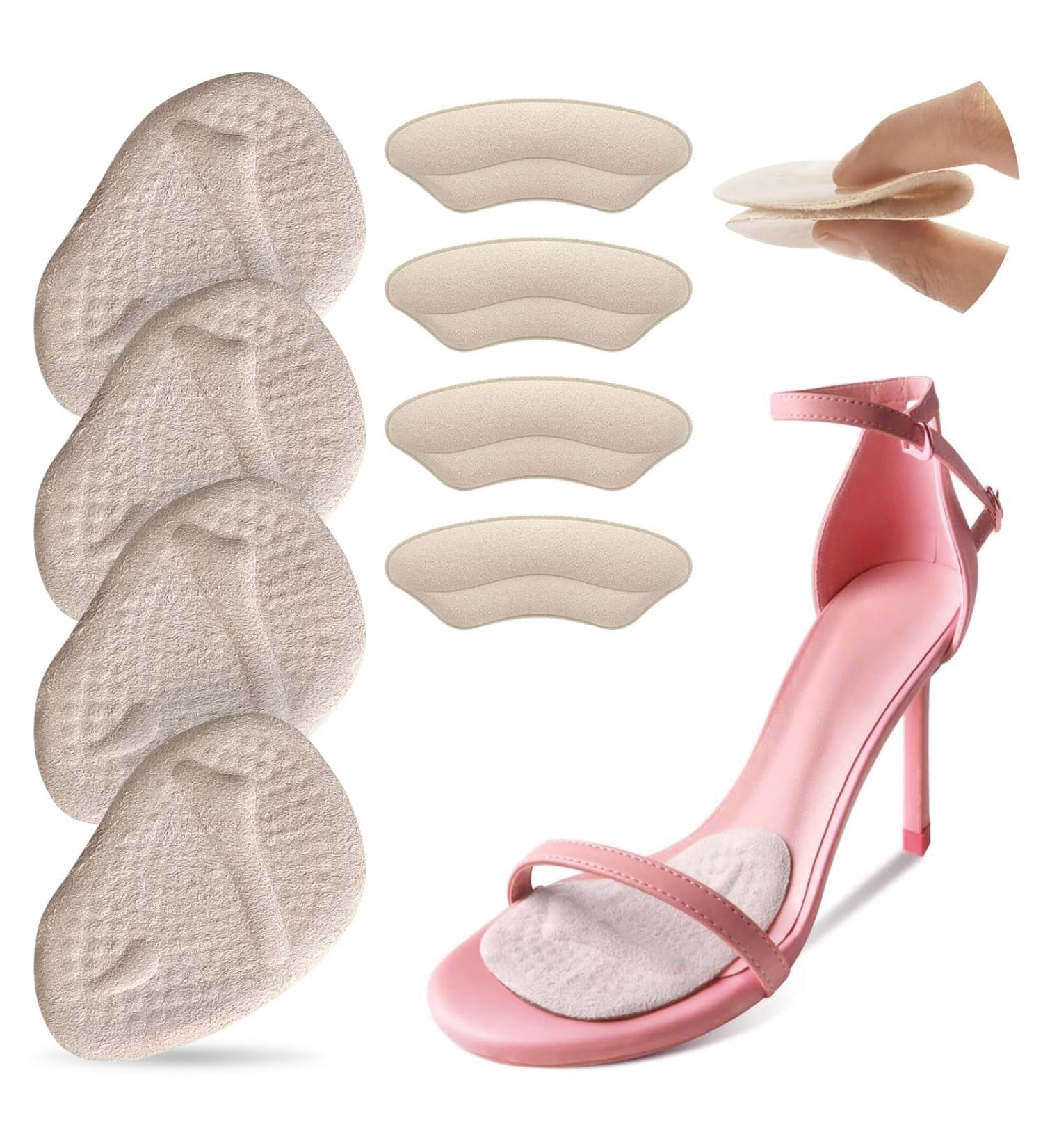 4 Pairs Metatarsal Pads - Ball of Foot Cushions & Heel Grips for Pain Relief | No-Slip Shoe Pads for Loose Shoes (Beige - Buy Online on GoSupps.com