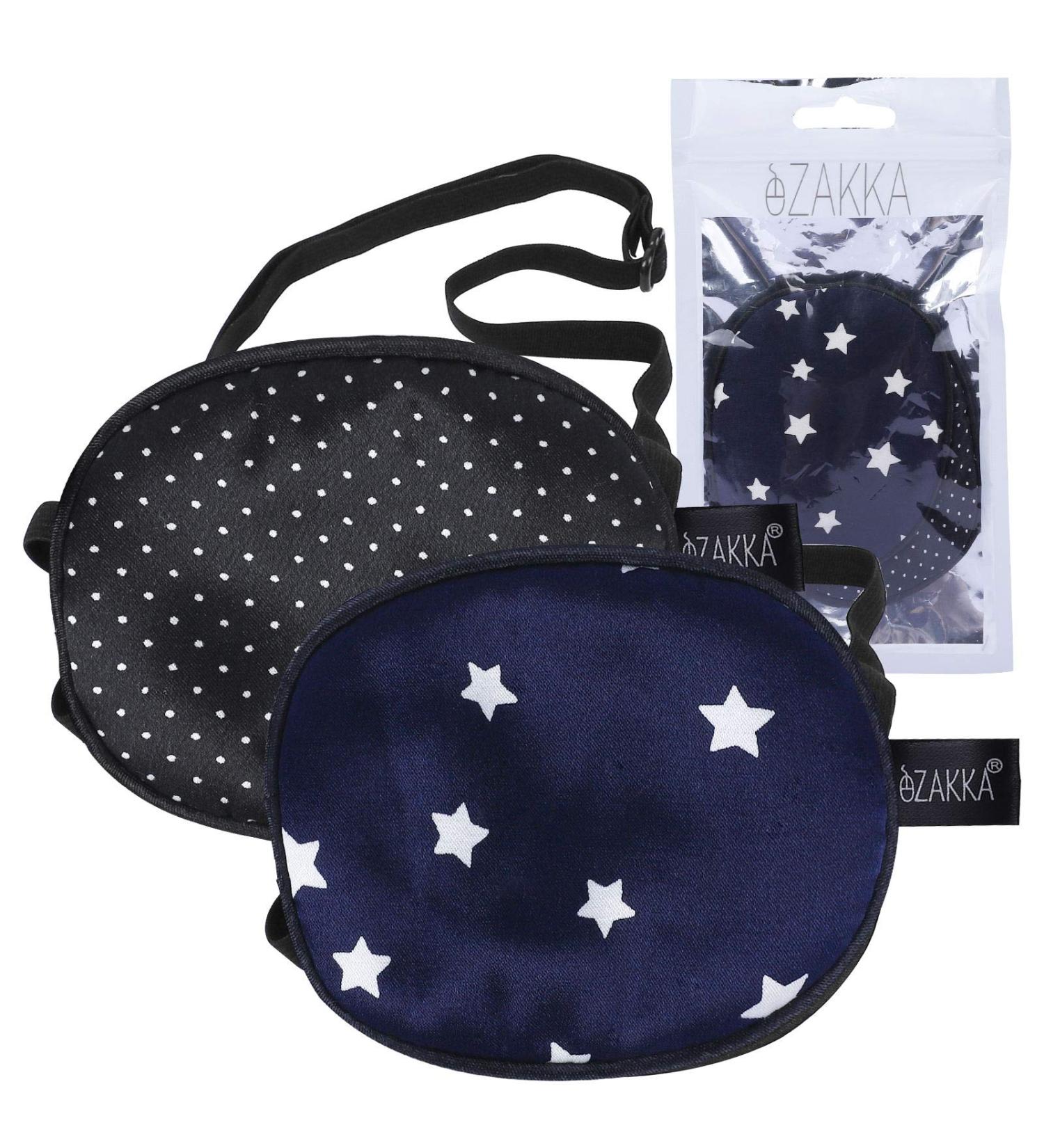 eZAKKA Silk Eye Patches for Amblyopia Strabismus, Medium size, Navy with Star and Black Polka Dots, 2 Count - Adults Kids - Buy Online on GoSupps.com