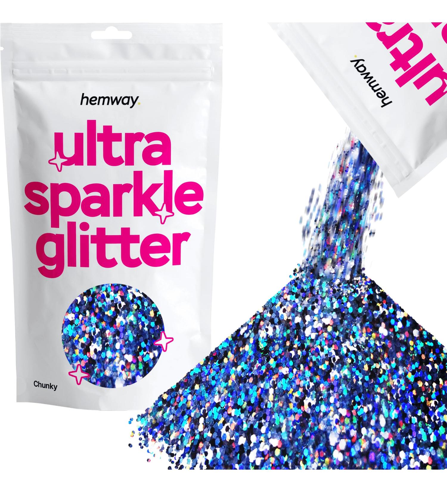Hemway Chunky Glitter Ultra-Sparkle - Gun Metal Gray Holographic 100g | Cosmetic Safe Crafting Supplies | International Shipping - Buy Online on GoSupps.com
