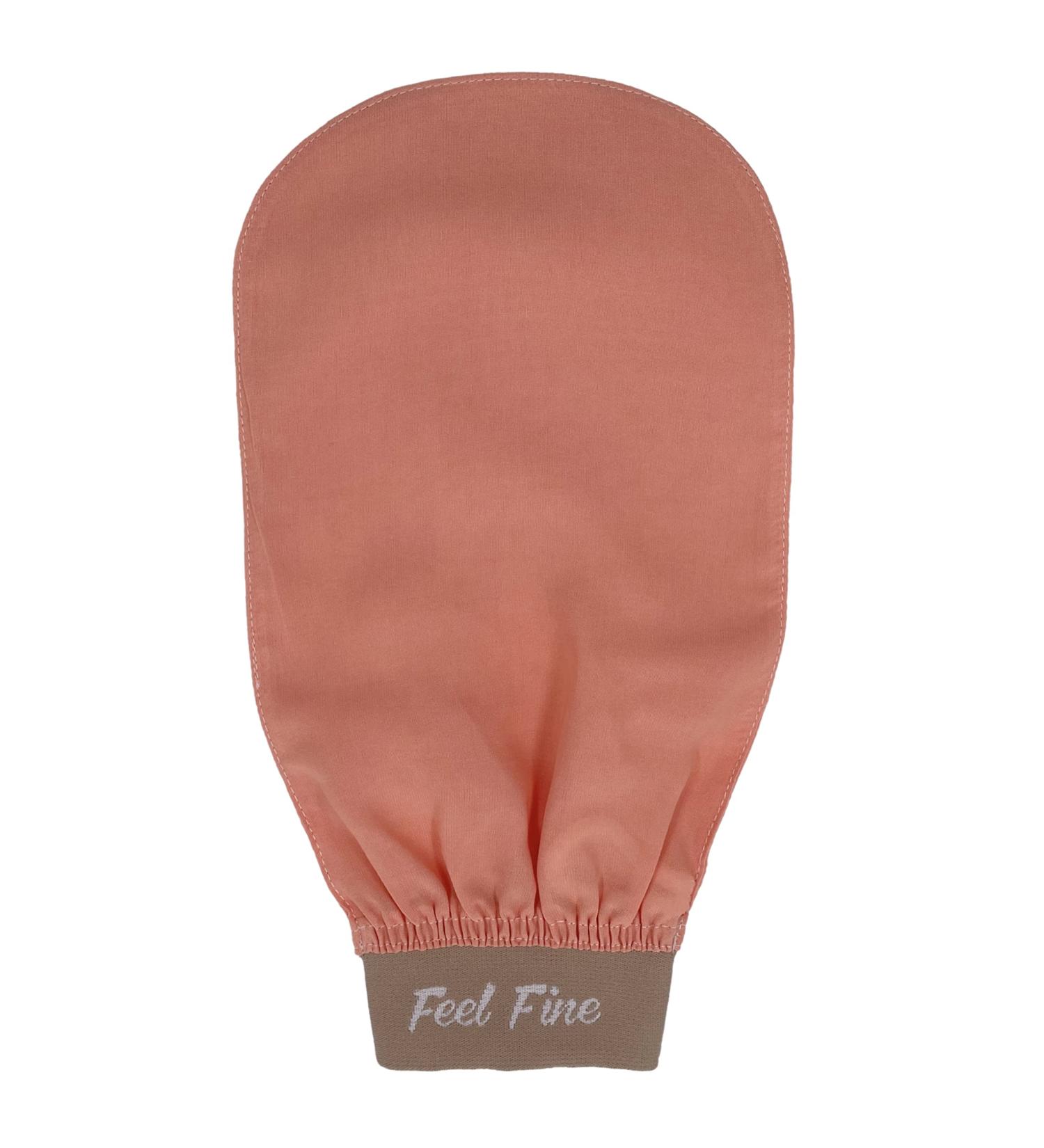 Turkish 100% Silk Exfoliating Gloves - Body Scrub Mitt for Men and Women by Feel Fine - Salmon Pink - Buy Online on GoSupps.com