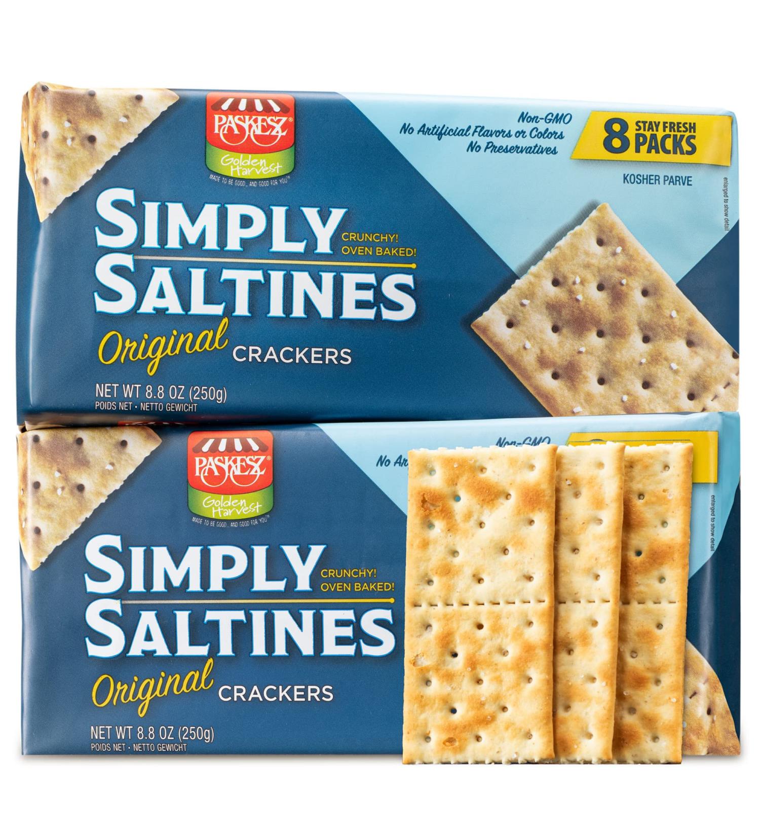 Paskesz Simply Saltines Crackers - Light and Crispy Original Soup Crackers - 8.8 Oz (Pack of 3) | Non-GMO, Ready to Dip - Buy Online on GoSupps.com