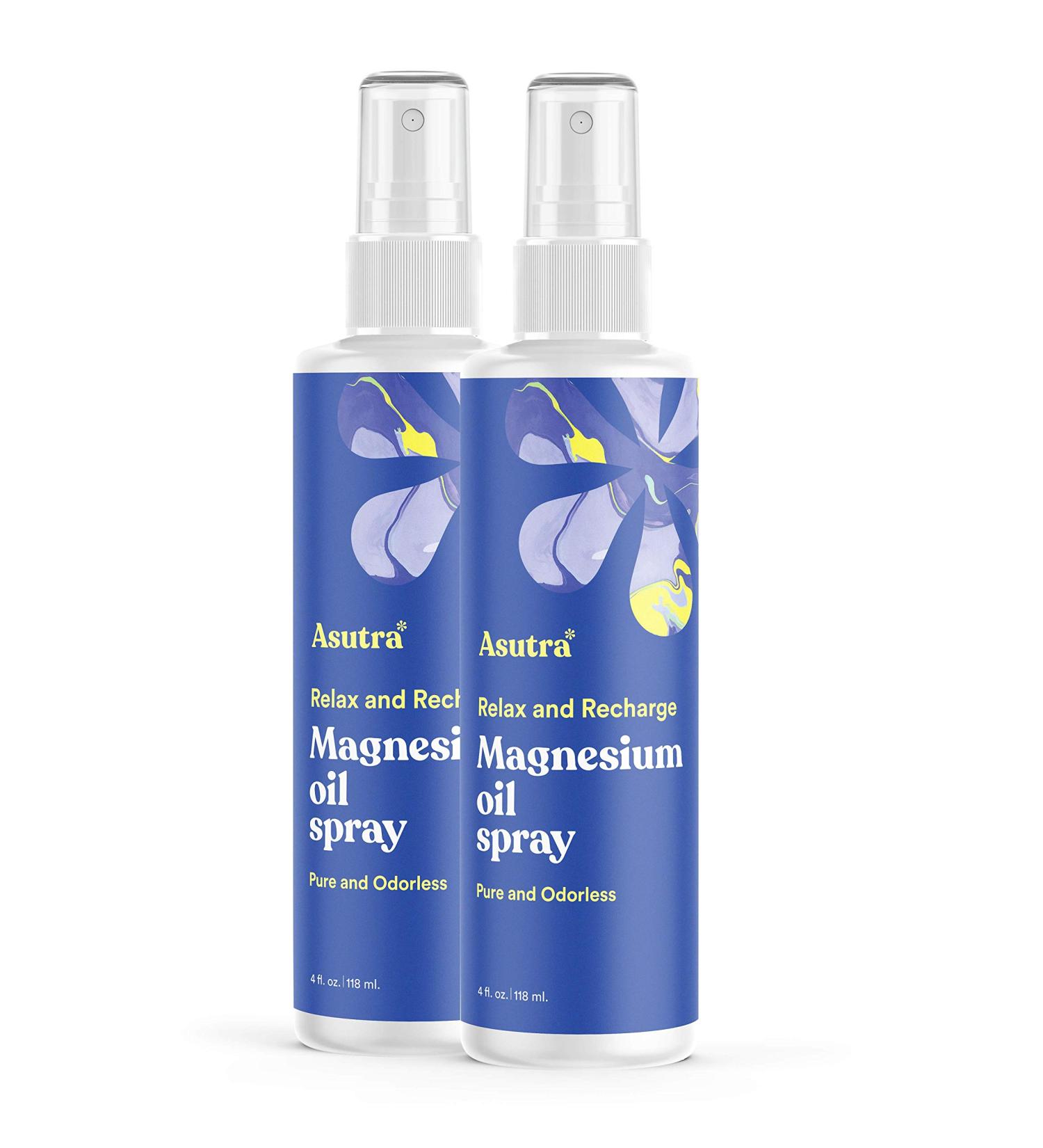 ASUTRA Topical Magnesium Chloride Oil Spray 4 fl oz (2 Pack) | Pure Zechstein | Rapid Absorption | Magnesium Body Oil - Buy Online on GoSupps.com