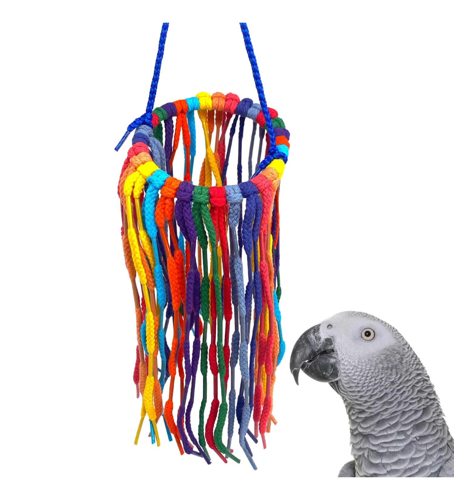 Colorful Aglet Heaven Cotton Chew Toy for Parrots - Large Size for Macaws, African Greys, and Cockatoos - Buy Online on GoSupps.com