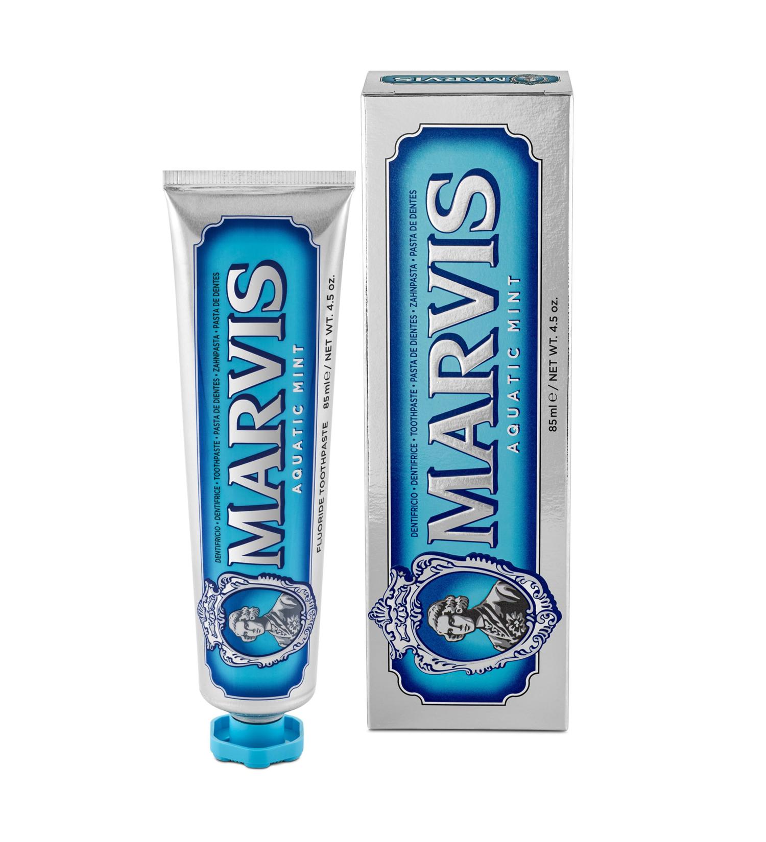 Buy Marvis Aquatic Mint Toothpaste - 85 ml | Unique Aromatic Flavor for Healthy Gums & Long-Lasting Freshness | International Shipping Available - Buy Online on GoSupps.com