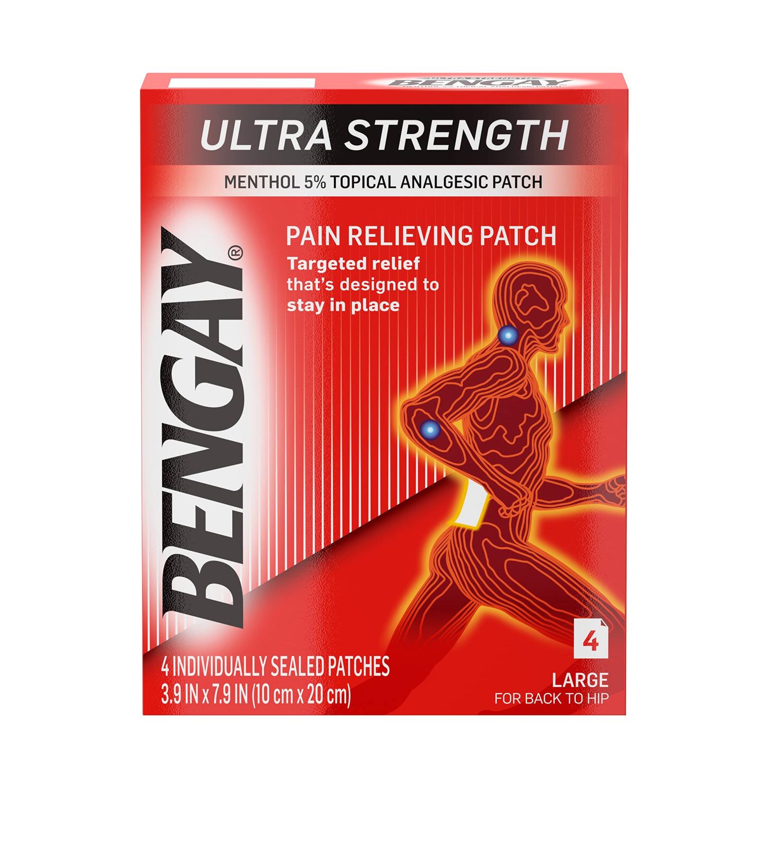 BENGAY Ultra Strength Pain Relieving Patches - Large Size, 4 Each (Pack of 5) - Buy Online on GoSupps.com