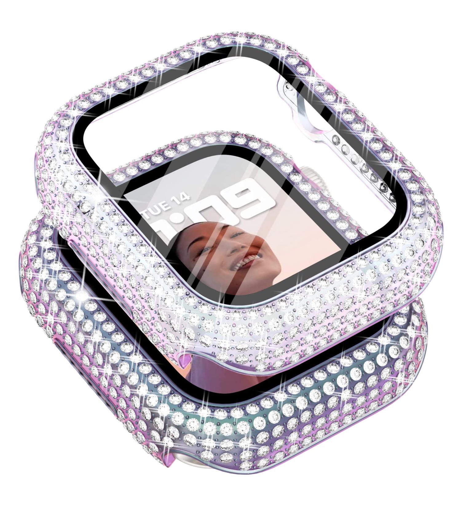 Surace Apple Watch Case 44mm with 300 Diamonds and Screen Protector - Rainbow Iridescent Bling Cover for Apple Watch Series 6/5/4/3/2/1 - Tempered Glass Protective Cover - Buy Online on GoSupps.com