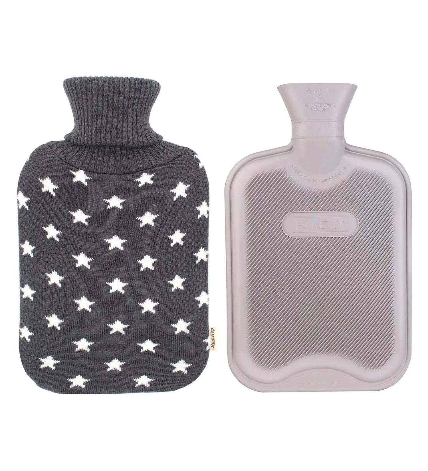 HomeTop Premium Classic Rubber Hot Water Bottle with Star Print Knit Cover - Gray 2L - Buy Online on GoSupps.com