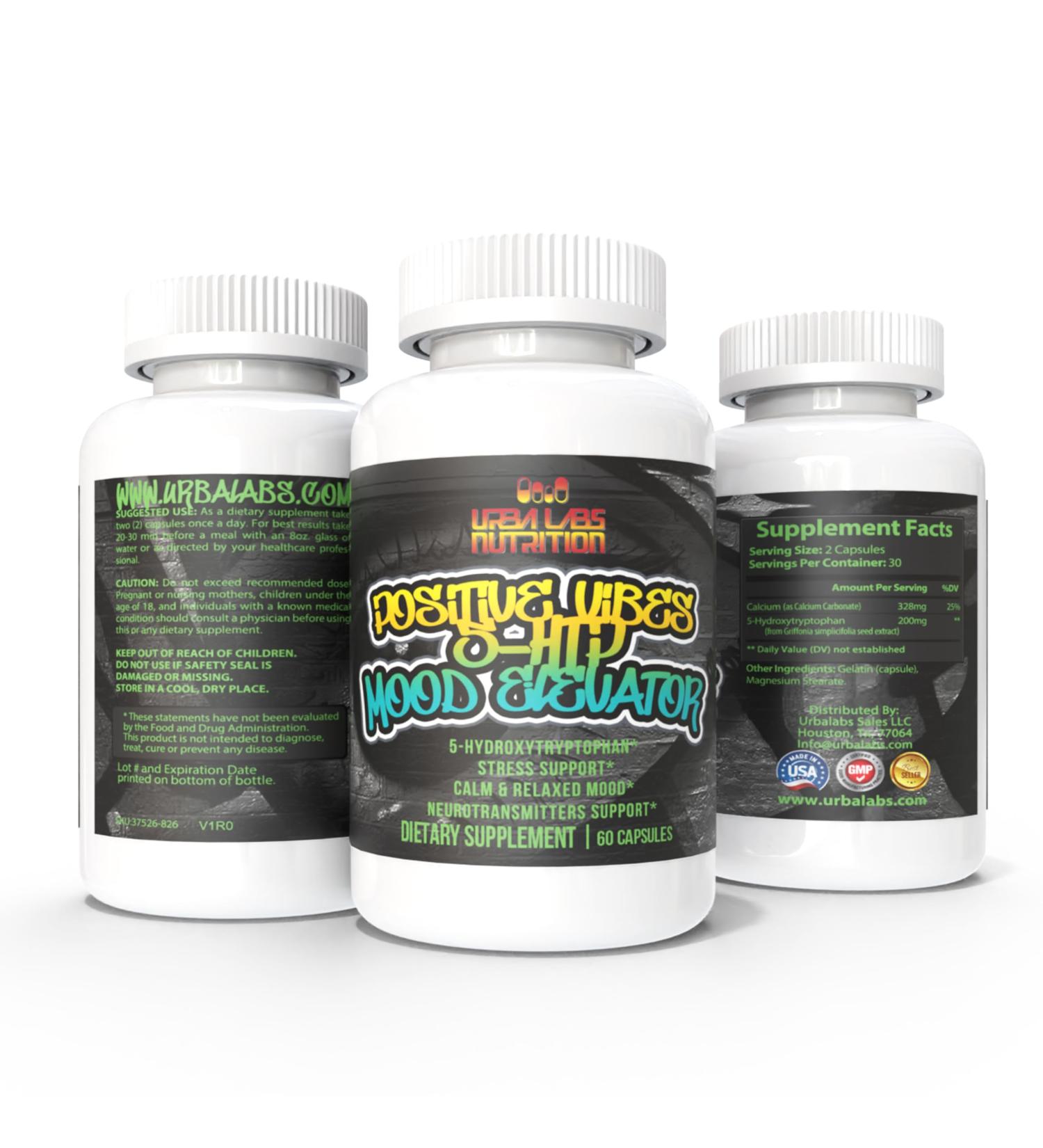 Urbalabs Positive Vibes 5-HTP Supplement | Mood Elevator & Sleep Support | Fast Acting Stress Relief & Relaxation Nootropic - Buy Online on GoSupps.com