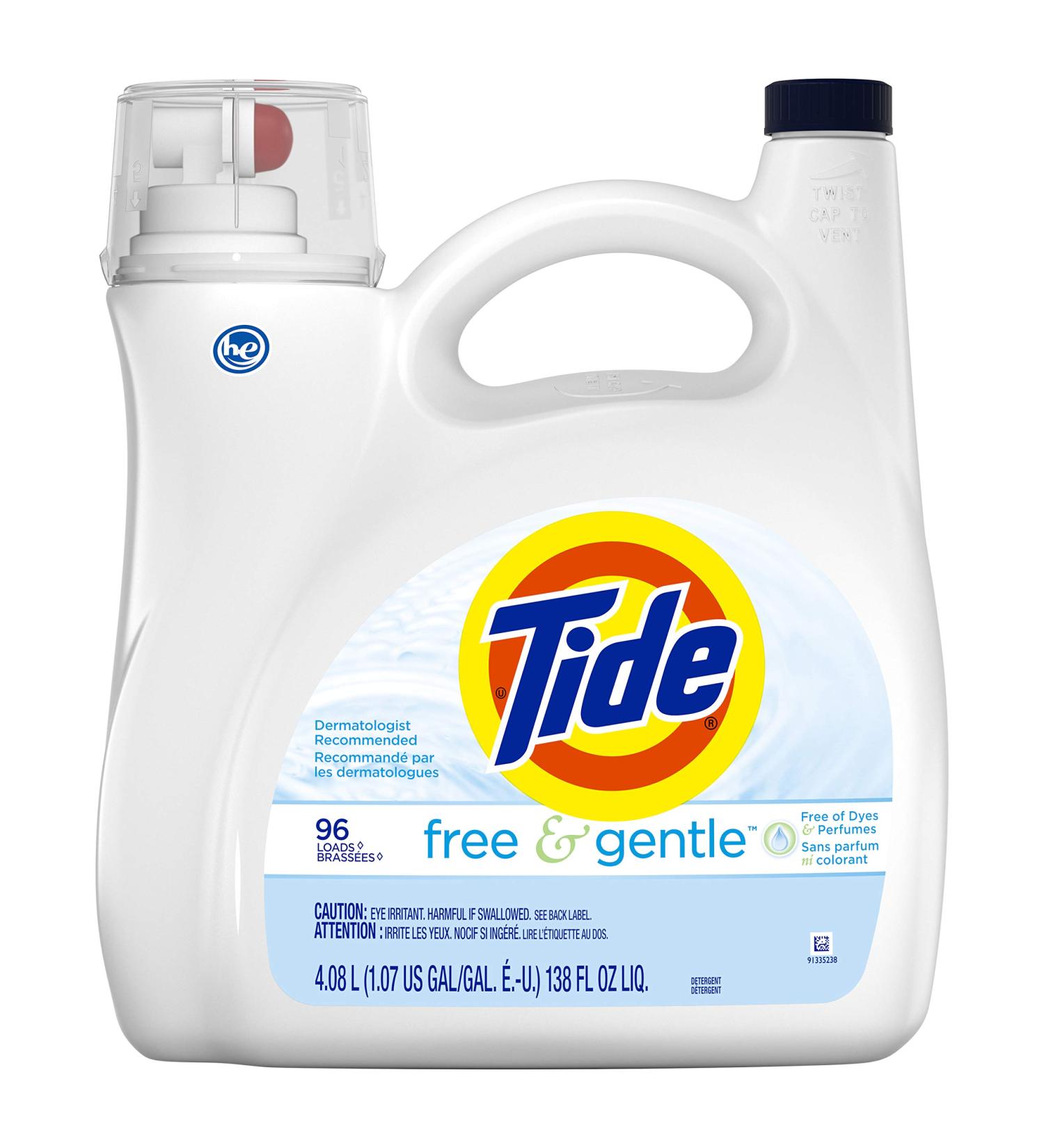Tide Free & Gentle Liquid Laundry Detergent 138 fl oz Unscented 96 Loads Pack of 1 - Eco-Friendly International Shipping - Buy Online on GoSupps.com