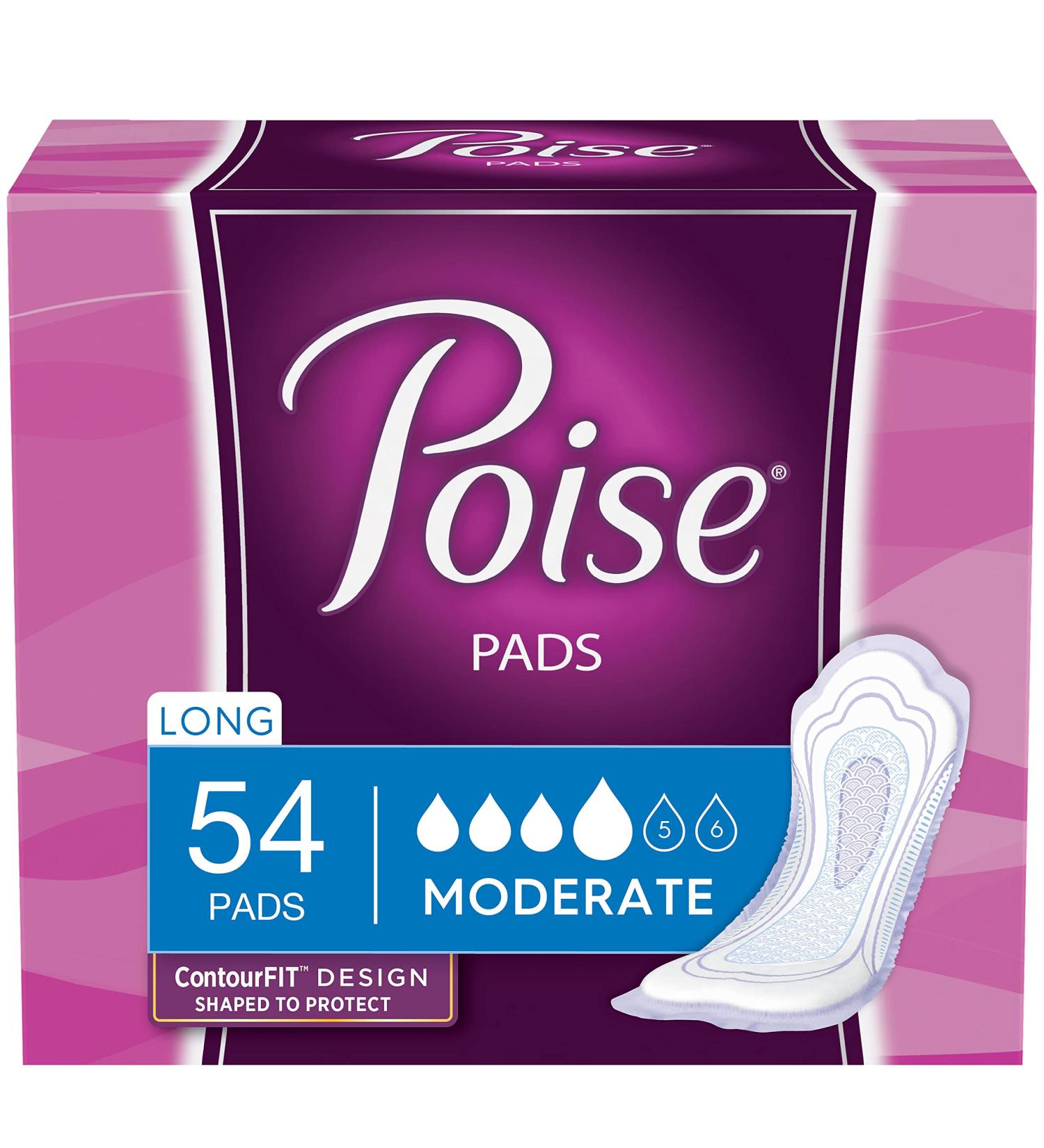 Poise Incontinence Pads, Moderate Absorbency, Long, 60 Count (4 Packs of 15) | Total 240 Pads - Buy Online on GoSupps.com