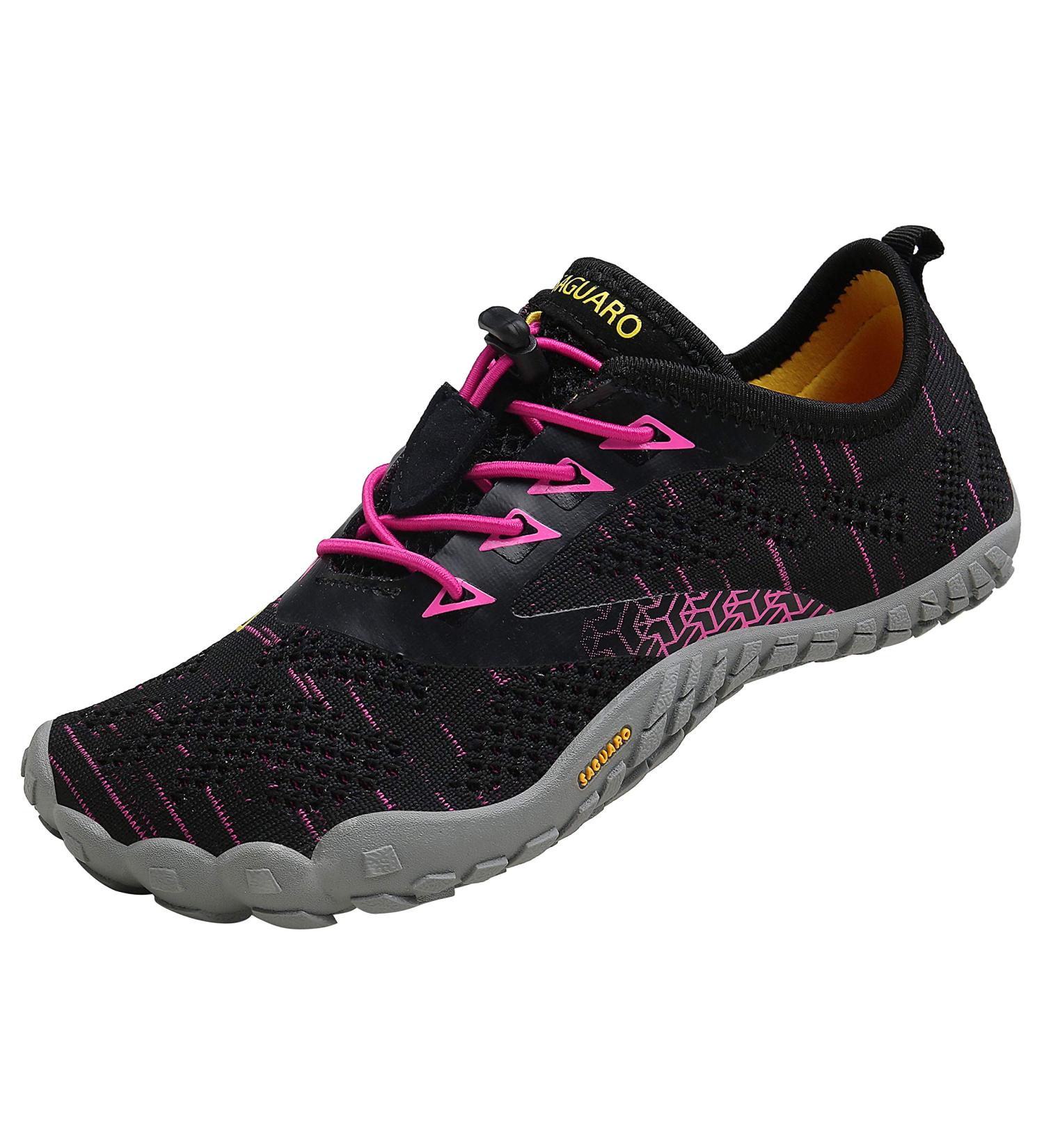 SAGUARO Unisex Barefoot Shoes - Breathable Lightweight Fitness Footwear with Wide Toe Box - Black & Red - EU Size 41 - Buy Online on GoSupps.com