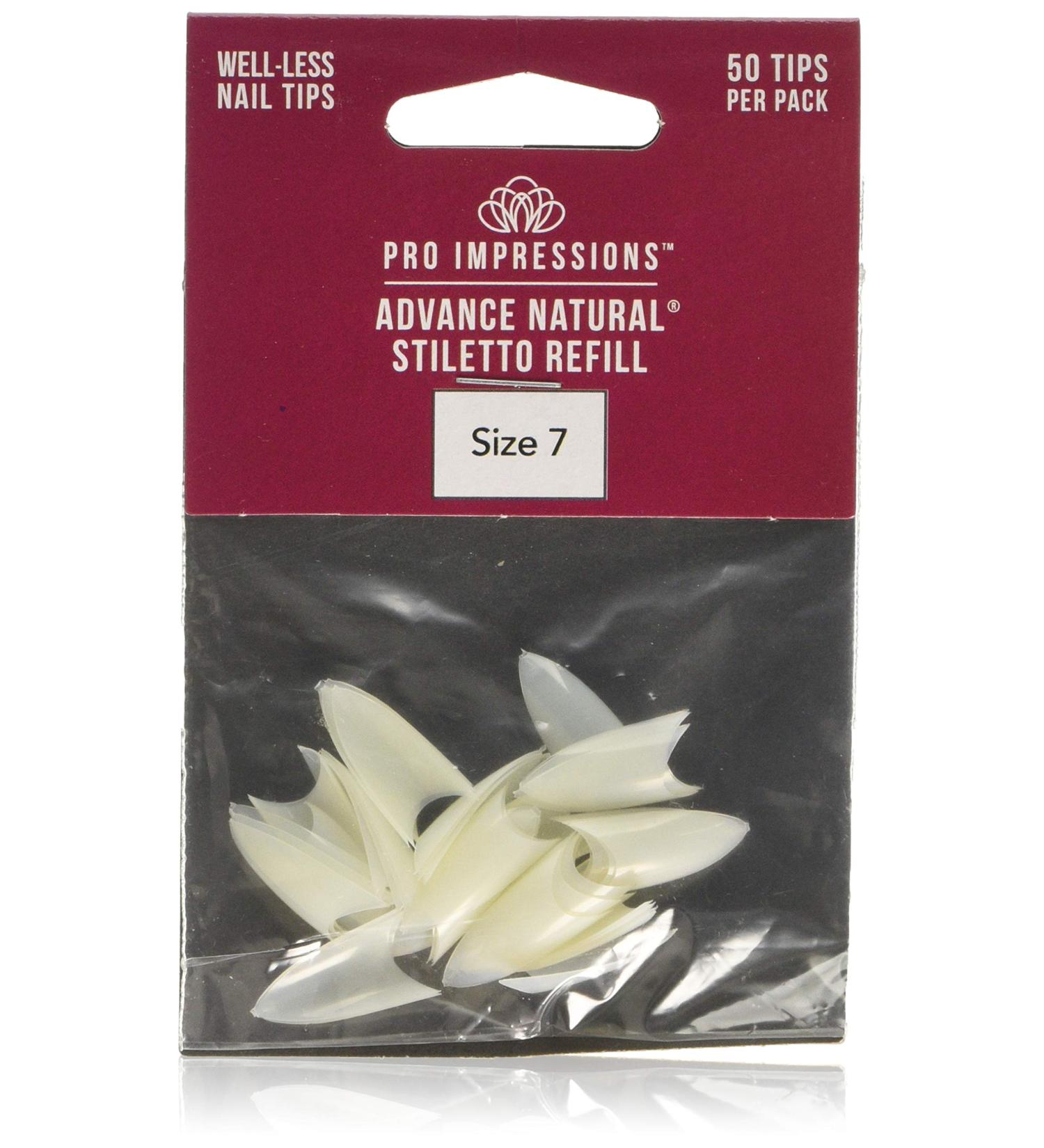 Pro Impressions Advance Natural Stiletto 50 Nail Tips Size 7