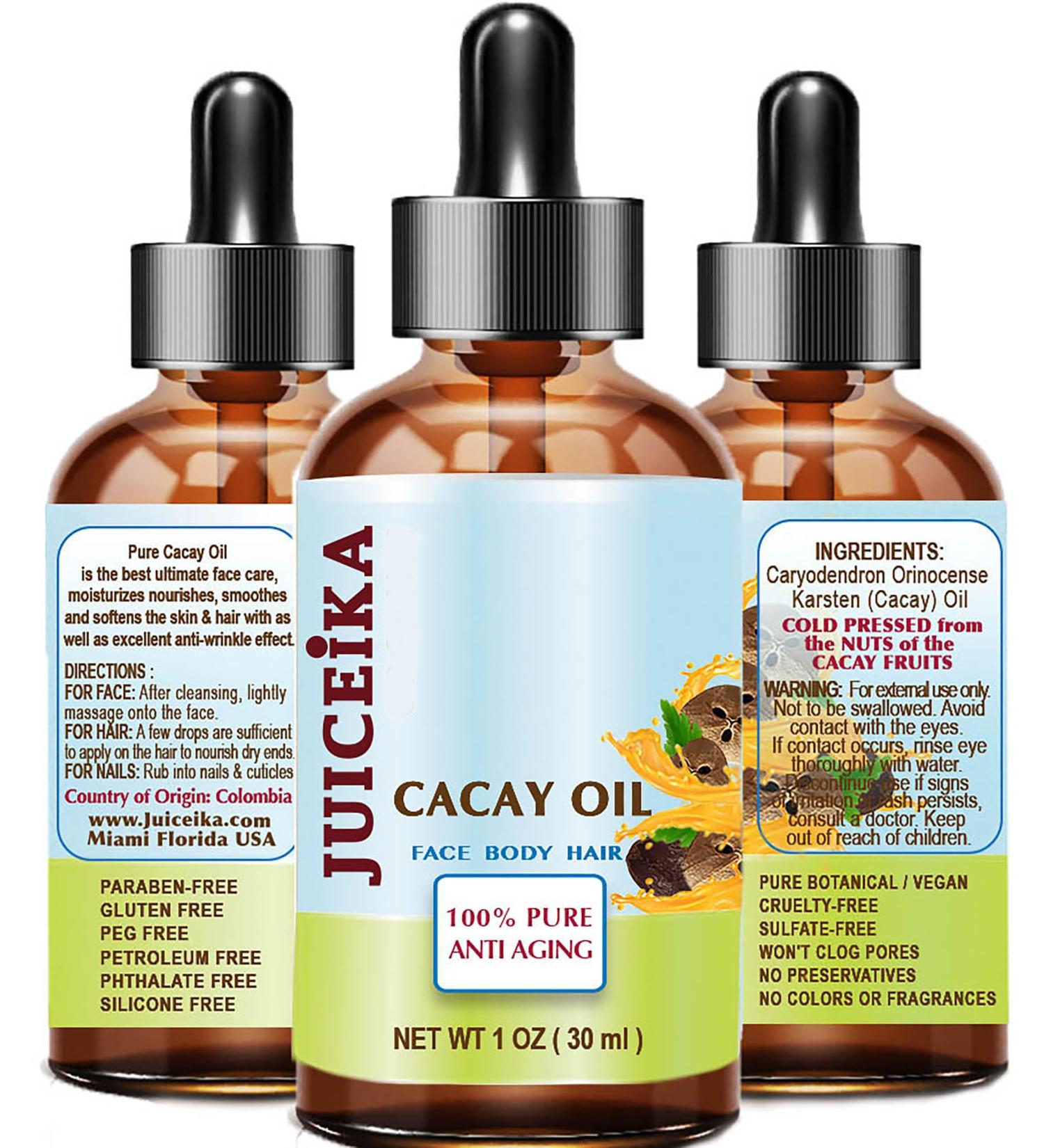 CACAY OIL 100% Pure Natural Virgin Unrefined Cold-Pressed Carrier Oil - 1 Fl oz (30 ml) for Face Skin Body Hair Lip & Nails - International Shipping Available - Buy Online on GoSupps.com