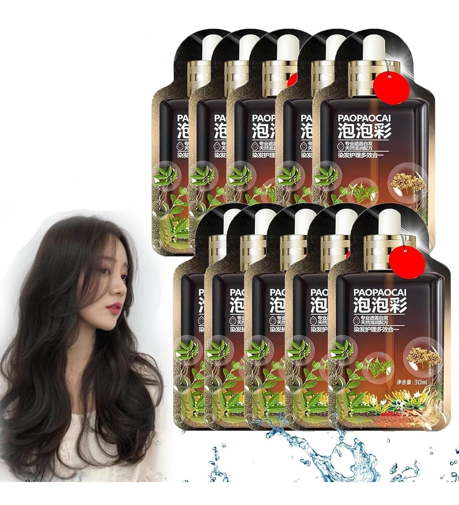 Buy Plant-Based Hair Dye Cream - 2024 Non-Damaging Korean Bubble Shampoo 30ml Dark Brown 10 Packs/Box - Eco-Friendly Hair Color - Buy Online on GoSupps.com