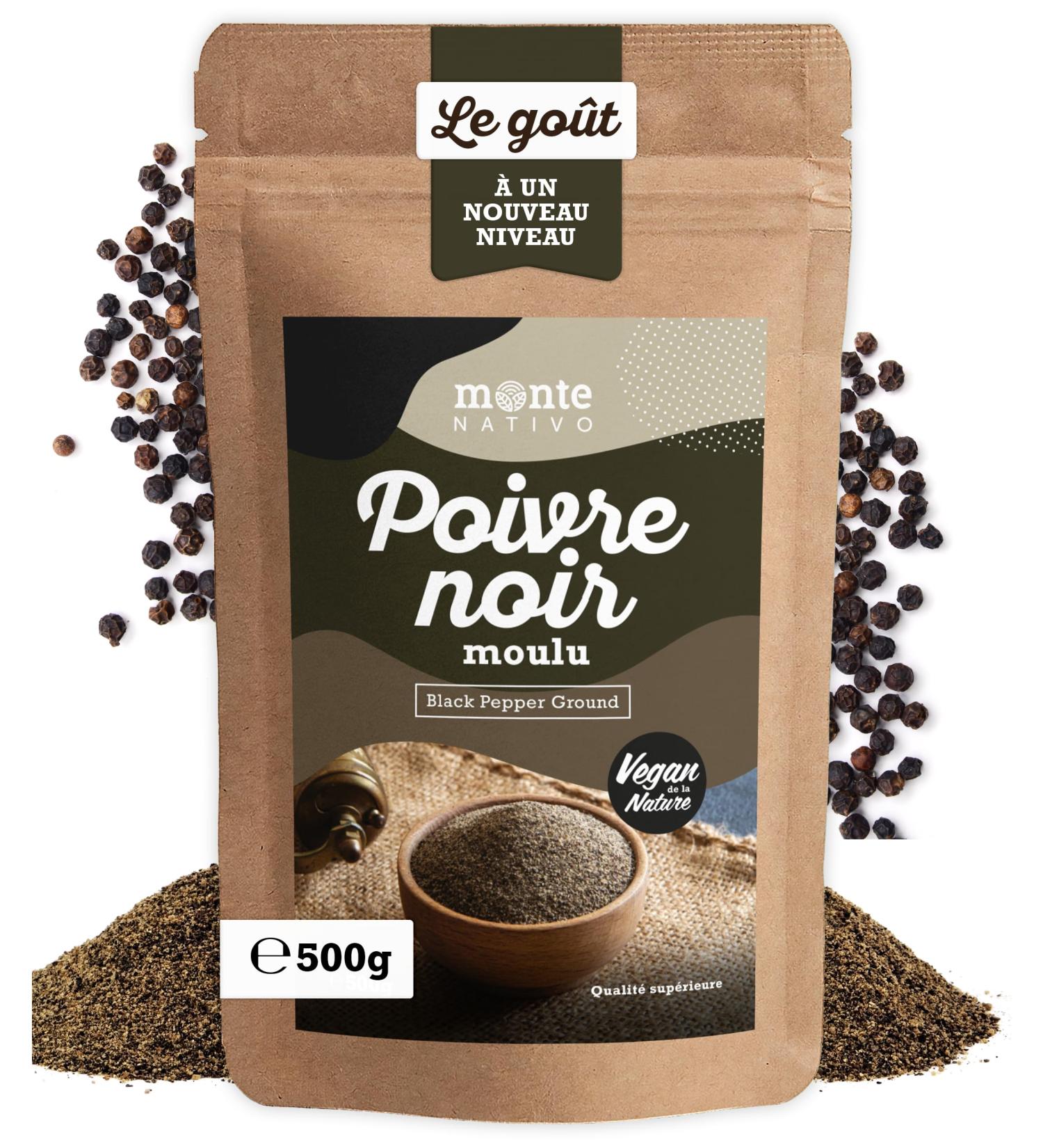 Monte Nativo Ground Black Pepper (500g) - Ground Black Pepper - Pure Natural Ground Pepper Ideal for Cooking - Black Pepper - Buy Online on GoSupps.com
