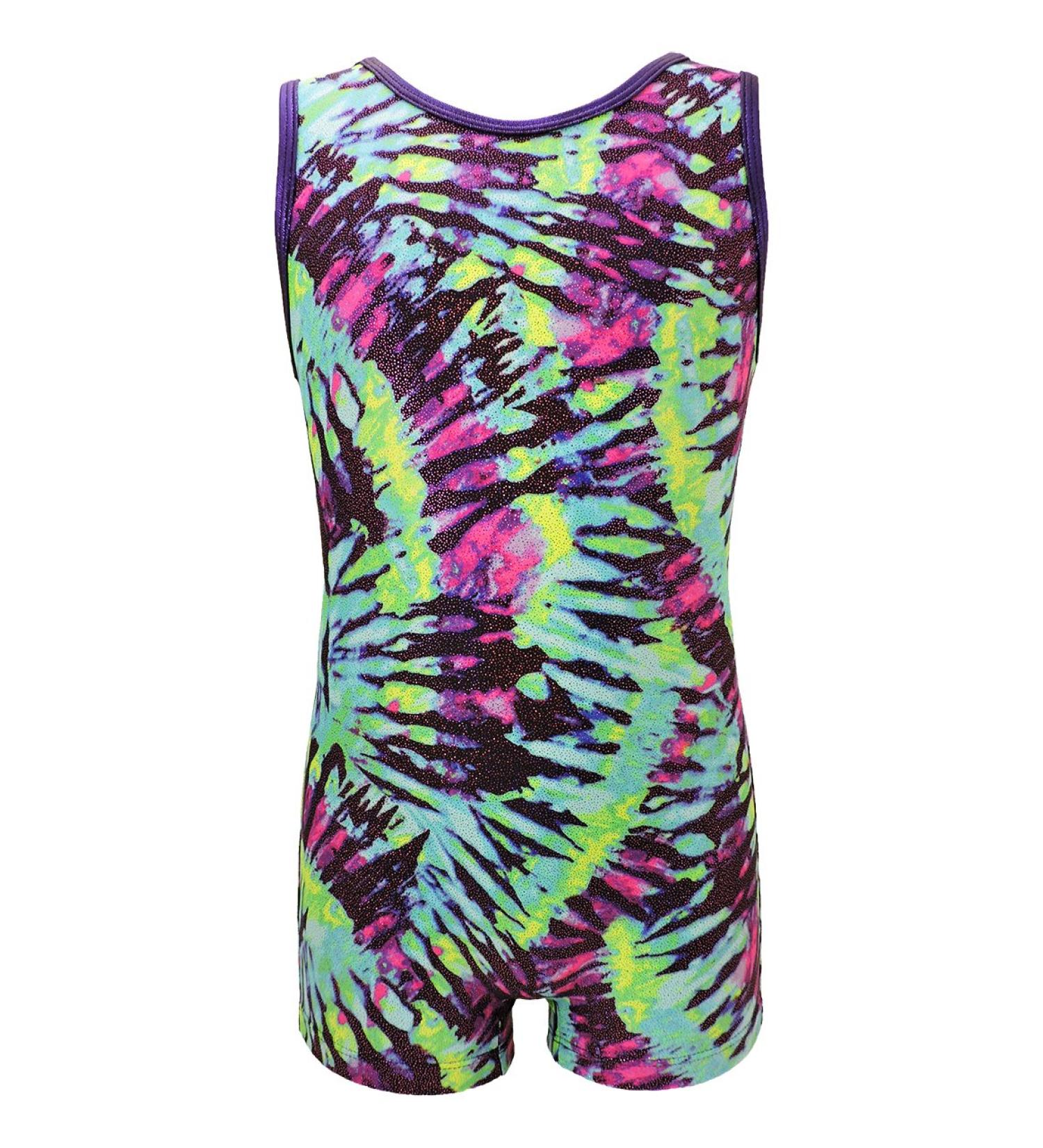 MadSportsStuff Girls Gymnastics Biketard Unitard - Aqua Tie Dye, Youth 4-5 - Buy Online on GoSupps.com