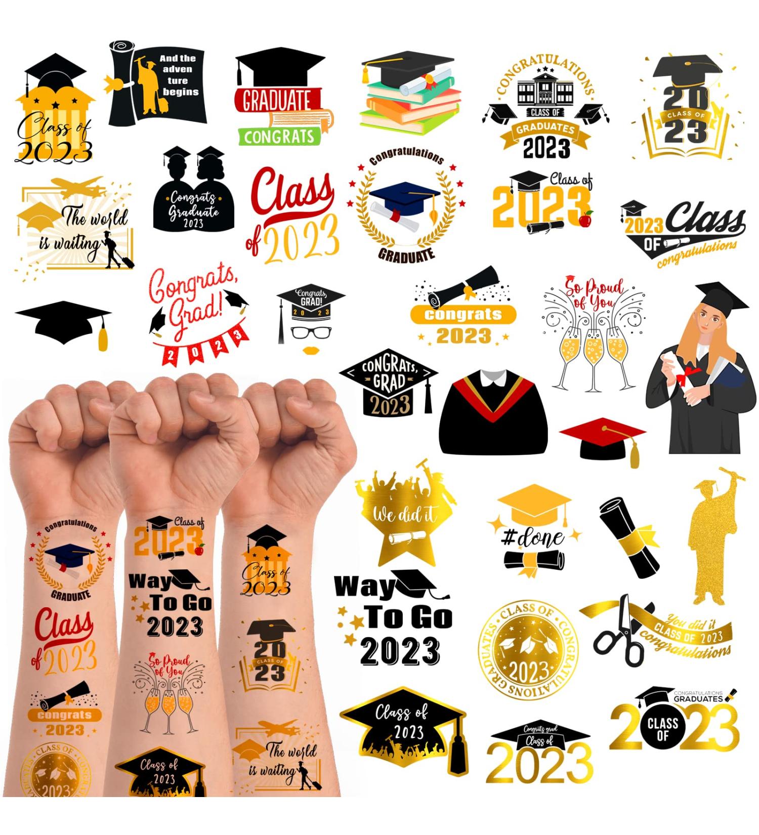 Class of 2023 Graduation Temporary Tattoos - 12 Sheets, 120 Pieces - Party Decoration & Favors - Buy Online on GoSupps.com