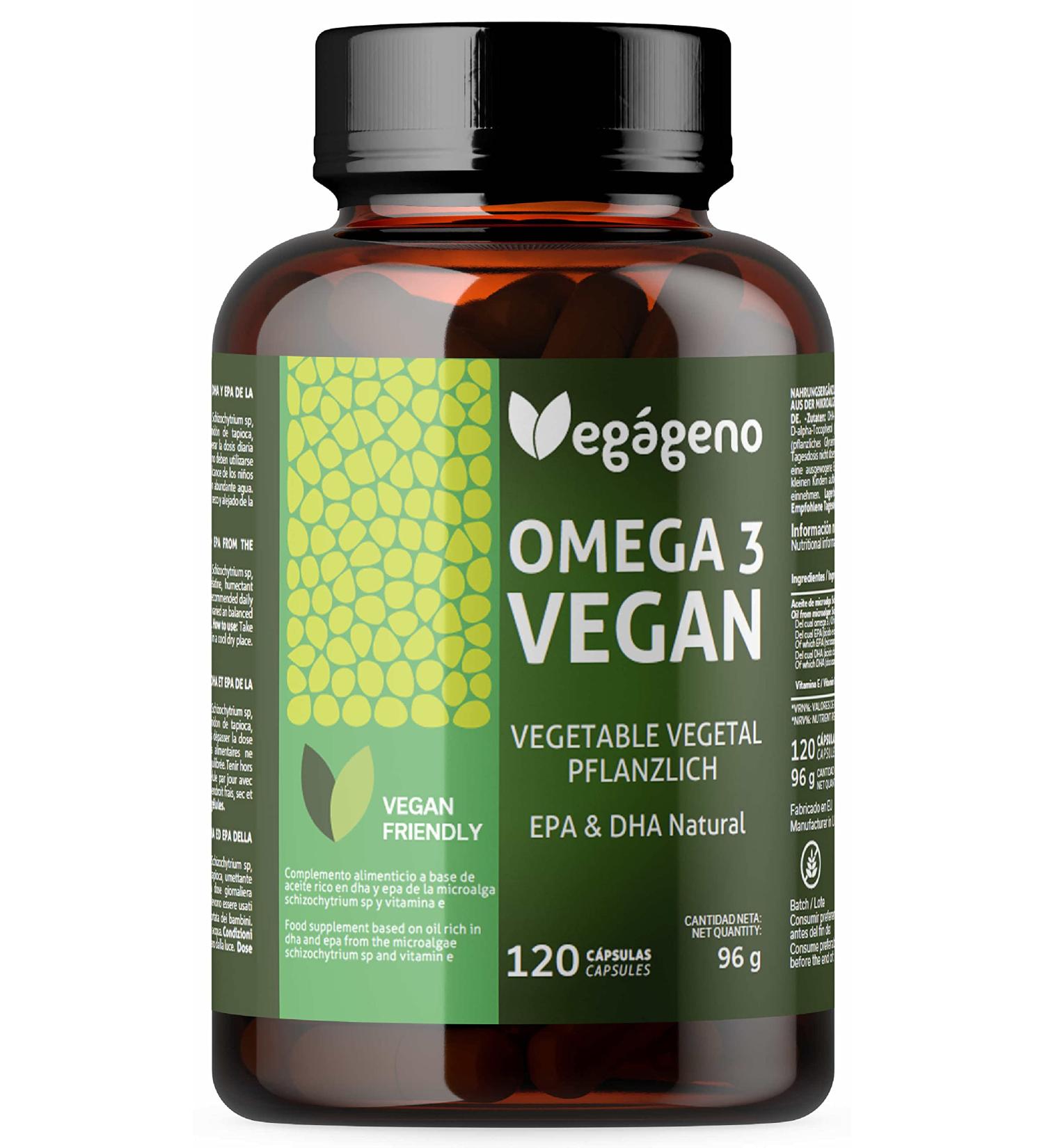 OMEGA 3 VEGAN - Seaweed Oil 2000MG of plant origin. High concentration of 600mg DHA and 300mg of EPA per daily dose. 100% natural. Gluten free. Non-GMO. Vegan compatible - Buy Online on GoSupps.com