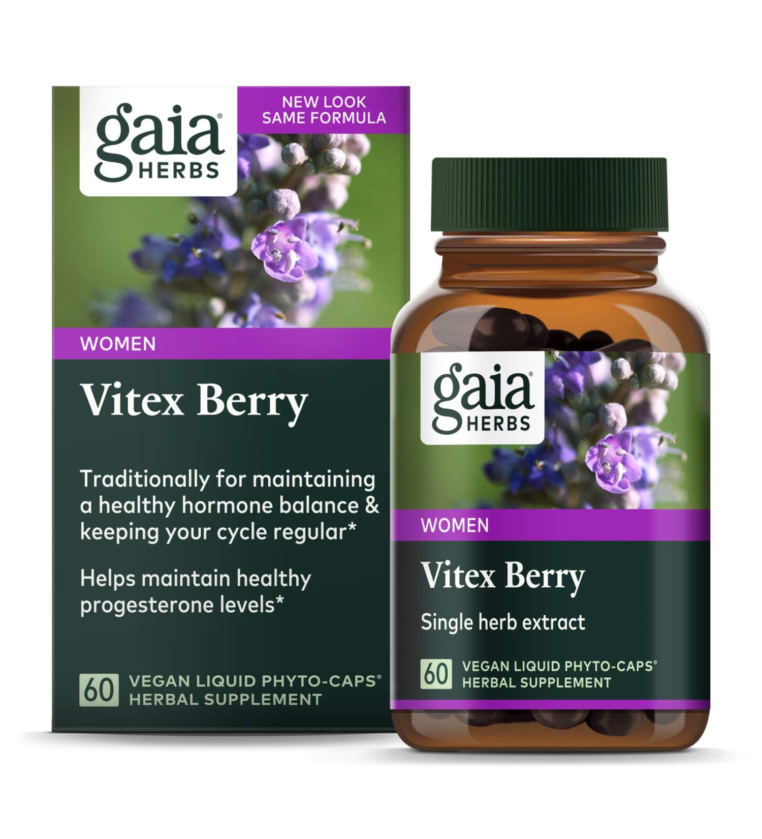 Gaia Herbs Vitex Berry for Women - 60 Vegan Liquid Phyto-Caps | Hormonal Support - Buy Online on GoSupps.com