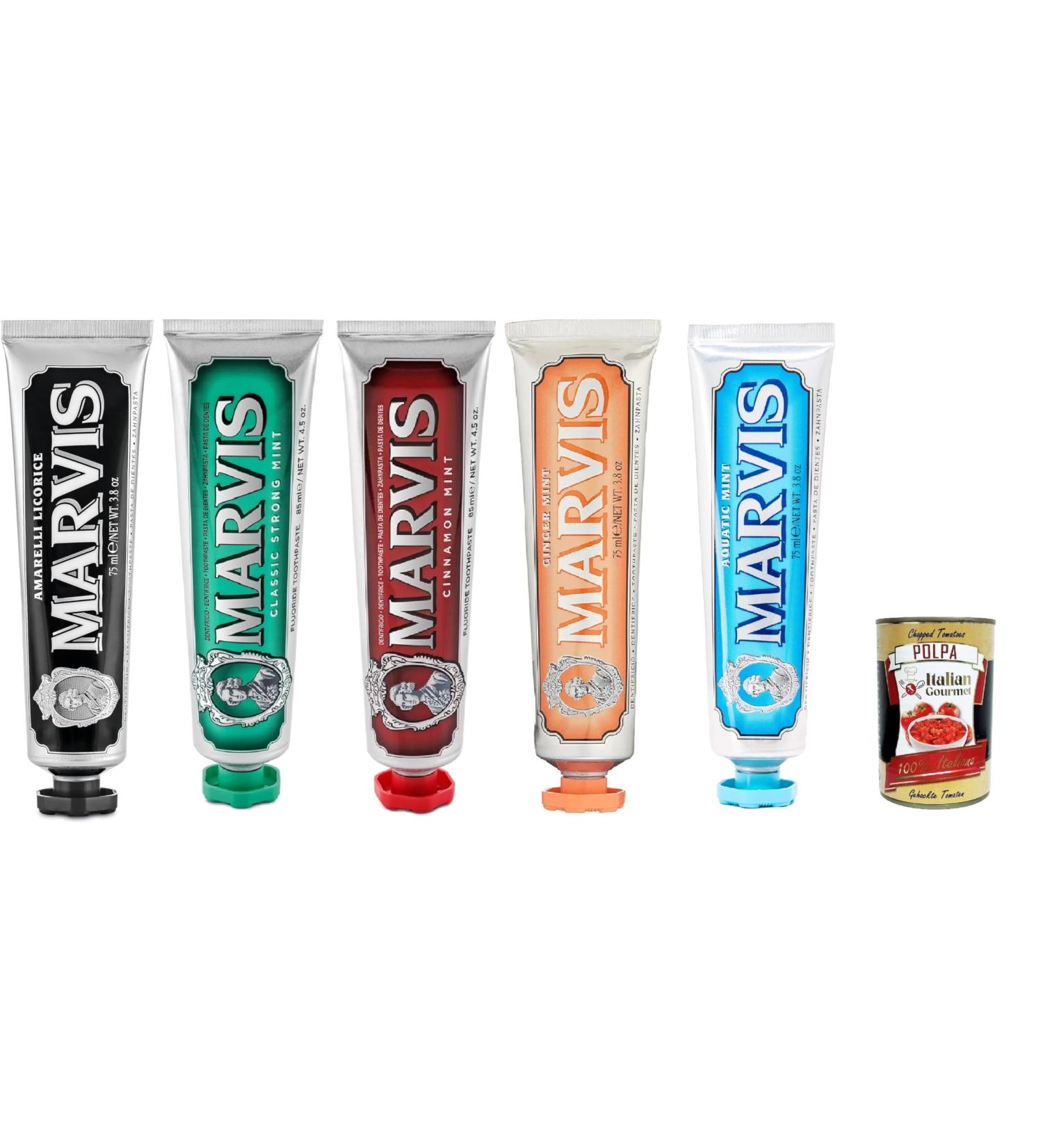 Marvi's Strong Mint Toothpaste 5x85ml - Long-Lasting Freshness + Italian Gourmet Polpa 400g - International Shipping Available - Buy Online on GoSupps.com