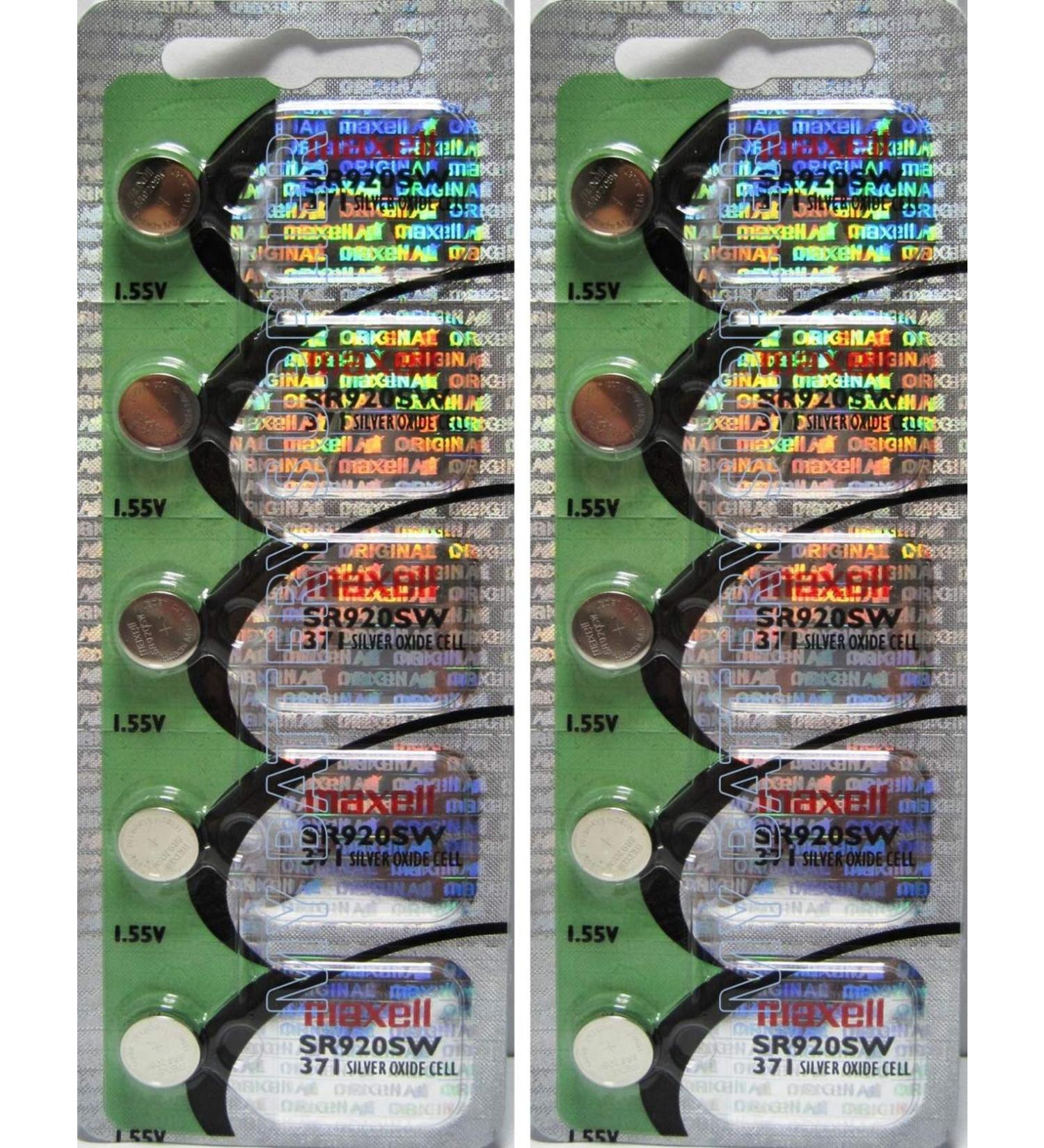 Buy 10 Maxell SR920SW Watch Batteries (371) - 2 Packs of 5 | New Hologram Packaging - Fast International Shipping - Buy Online on GoSupps.com