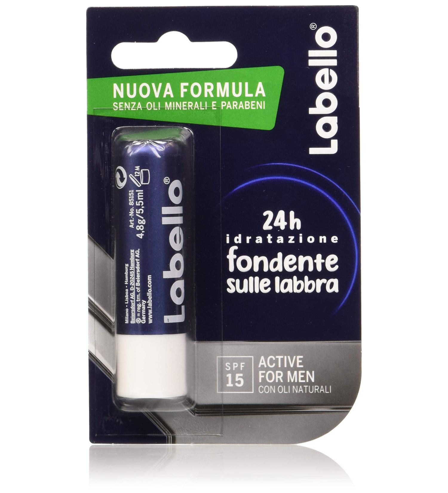 Labello Active for men lip balm SPF15 moisturizing lip balm with shea butter and natural oils lip balm 5.5 ml 1 piece