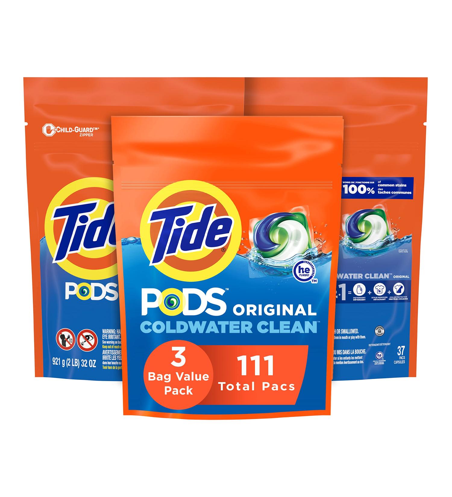 Tide Pods Laundry Detergent Soap Pods Original 3 Bag Value Pack - HE Compatible, 37 Count (Pack of 3) - Buy Online on GoSupps.com